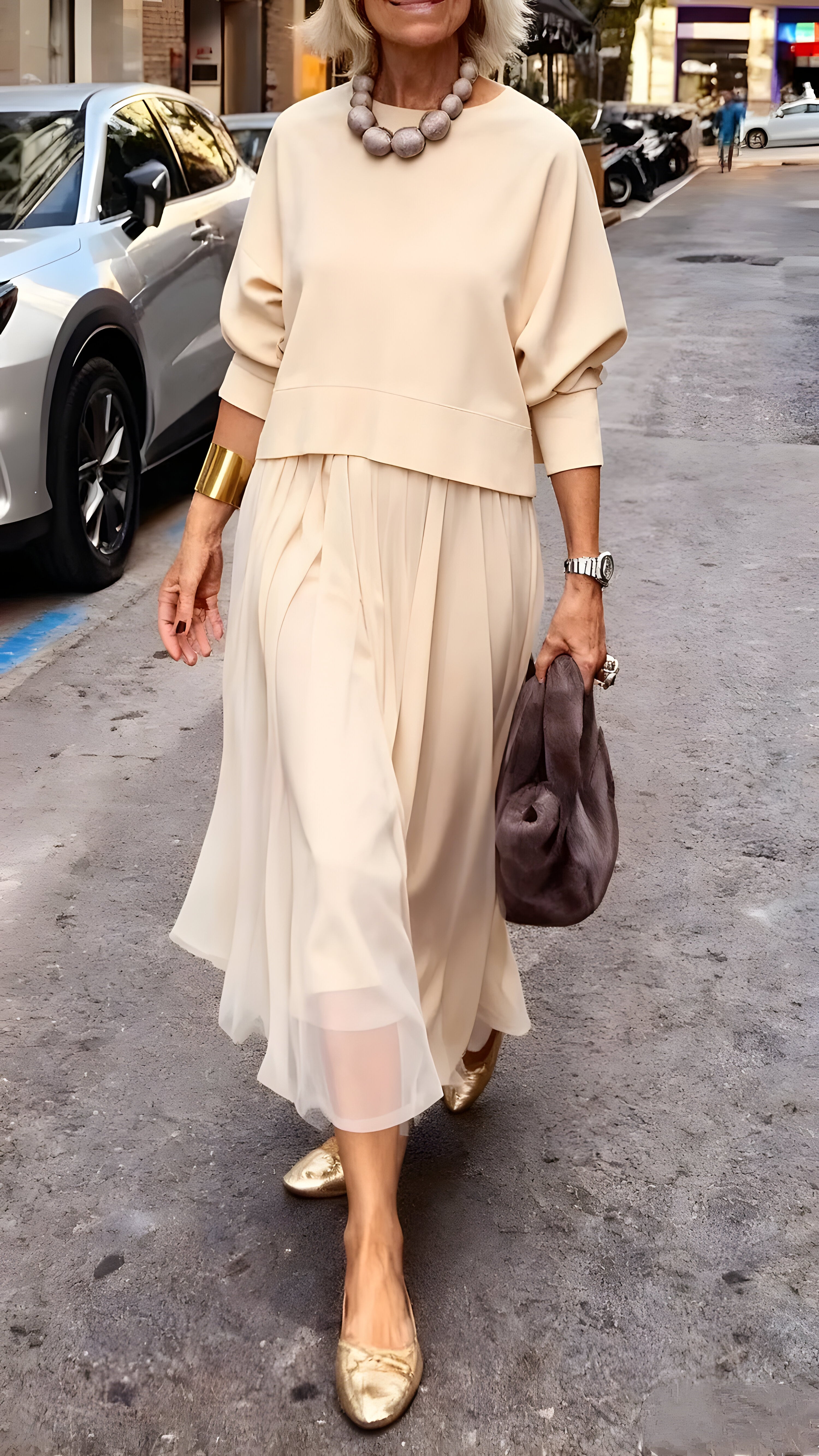 Wenche | Verfeinertes mehrlagiges Midi-Kjole til einen schicken Look Dame