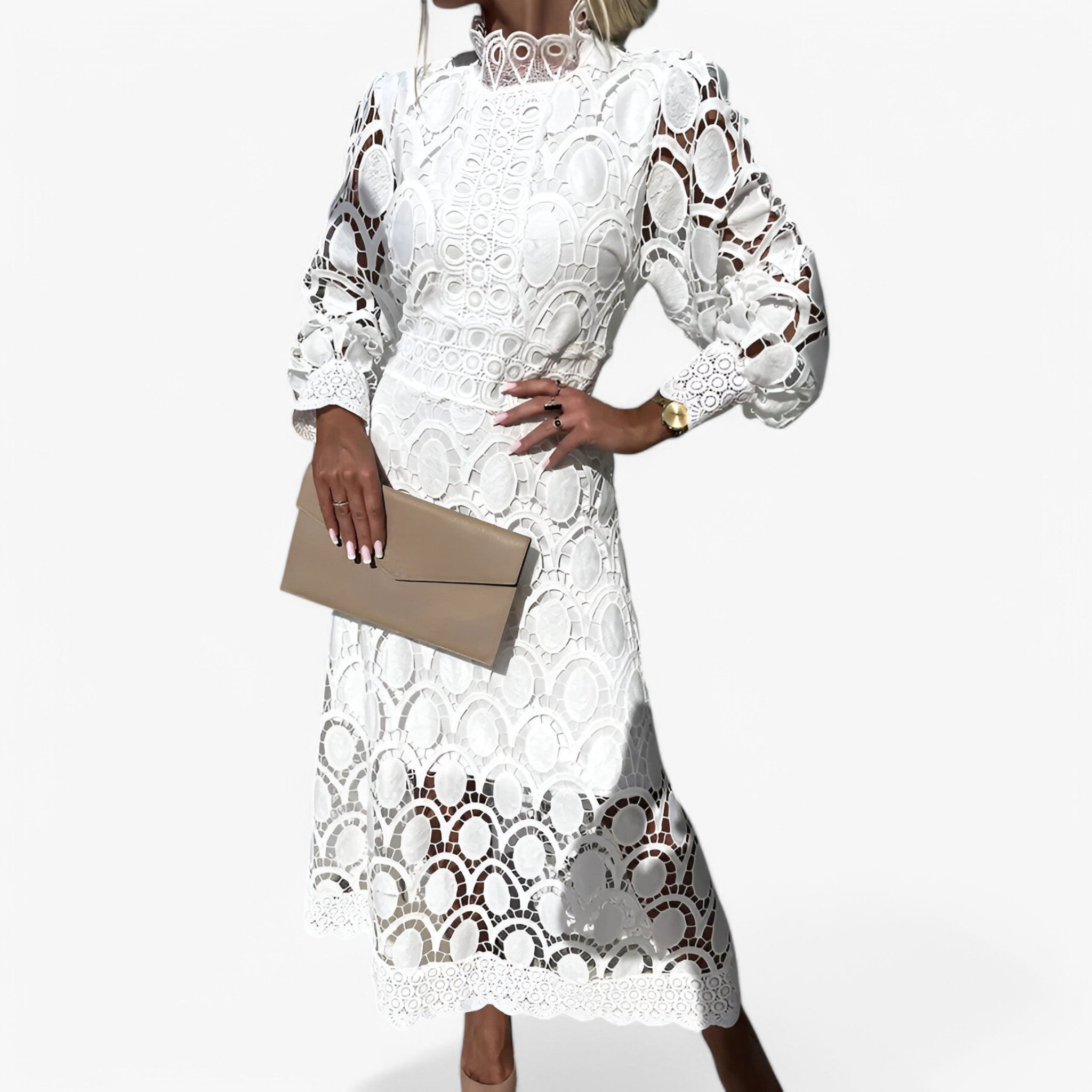 Lola | Elegant kjole - Hvid - women's fashion - {{ product_tags }