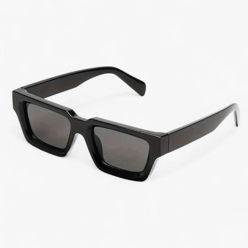 Tough sorte firkantede solbriller med retro-look - Sort ramme All-Grey - men's fashion - {{ product_tags }