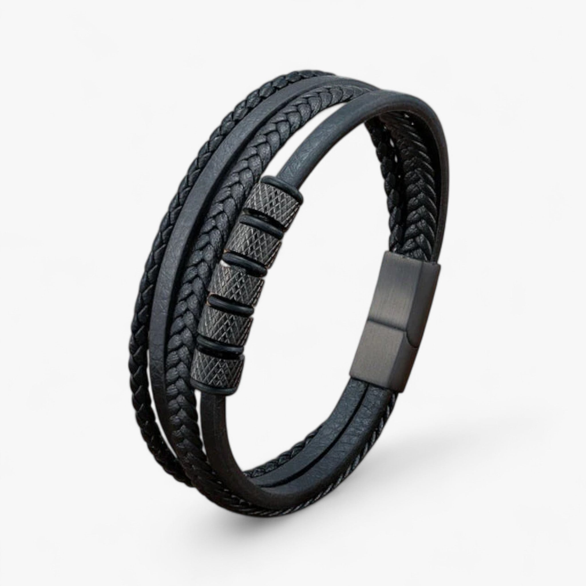 Multistribet flettet armbånd til mænd - Sort Perle 20,5 cm - Multistribet flettet armbånd til mænd - €25 - {{ product_tags }