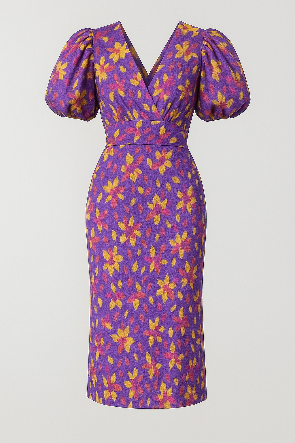 Emery – Elegant midi-kjole med puffærmer og blomsterprint til en chic sommer - Lilla - Emery – Elegant midi-kjole med puffærmer og blomsterprint til en chic sommer - €25 - {{ product_tags }