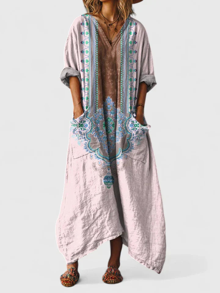 Elna | Elodie Embroidered Relaxed-Fit Midi Kjole