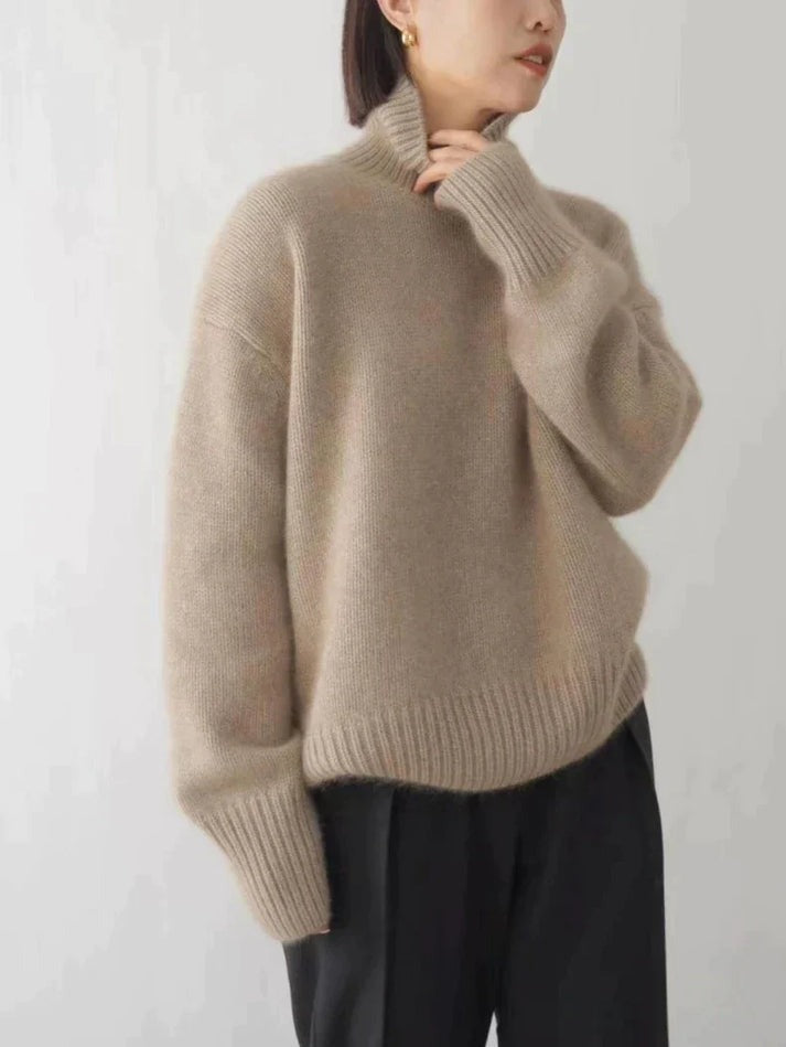 Dame Cashmere Trøje med Rullekrave