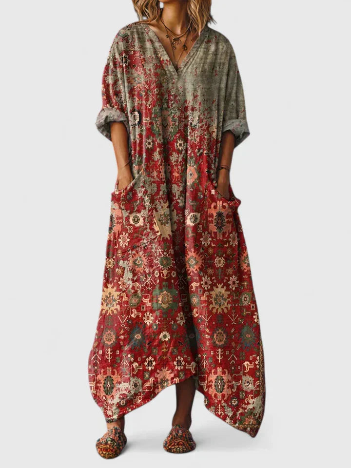 Elna | Elodie Embroidered Relaxed-Fit Midi Kjole