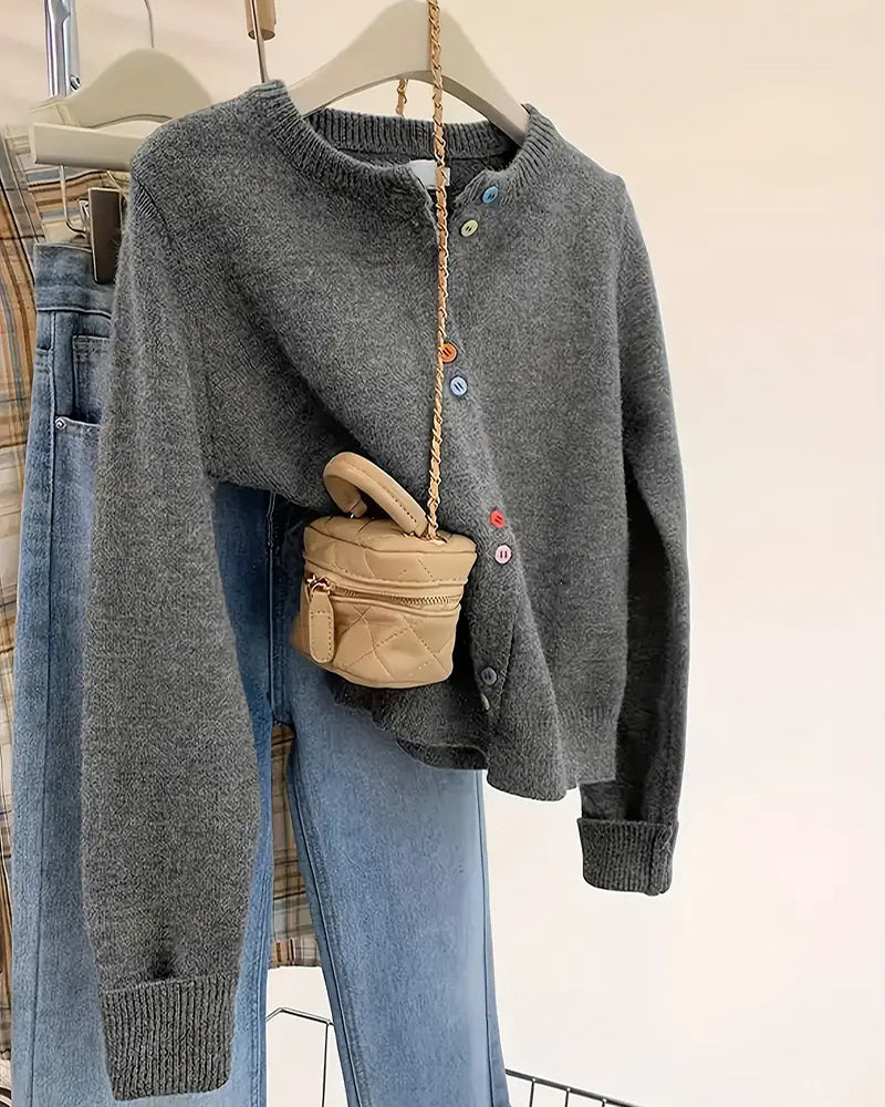 Malin | Relaxed-Fit Solid-Farve Long-Sleeve Cardigan