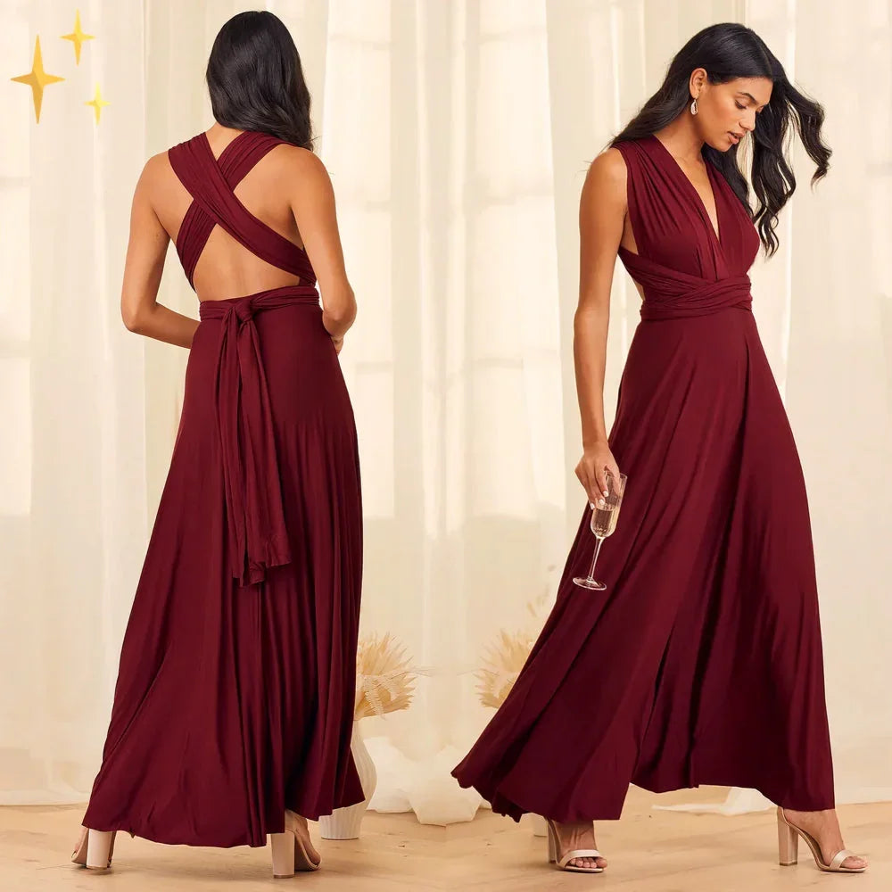 Dame Multiway Wrap Maxikjole - Bordeaux - Dress - {{ product_tags }