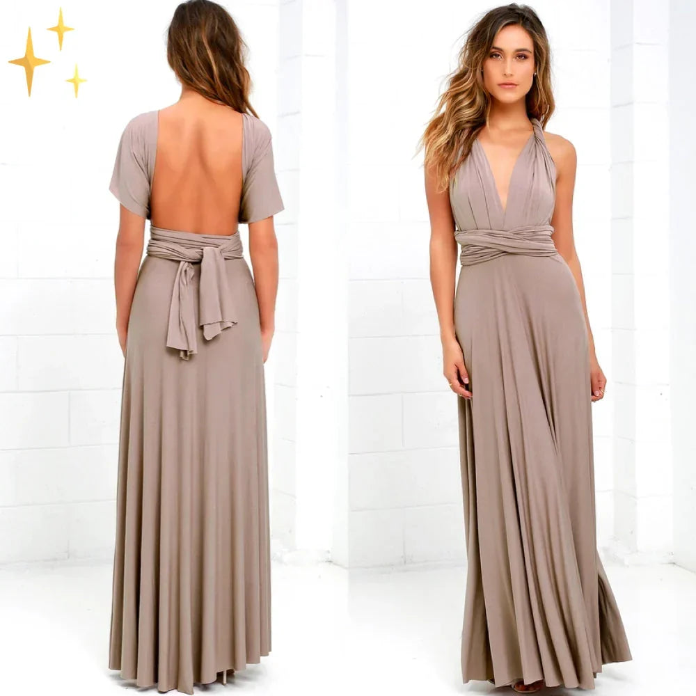 Dame Multiway Wrap Maxikjole - Brun - Dress - {{ product_tags }