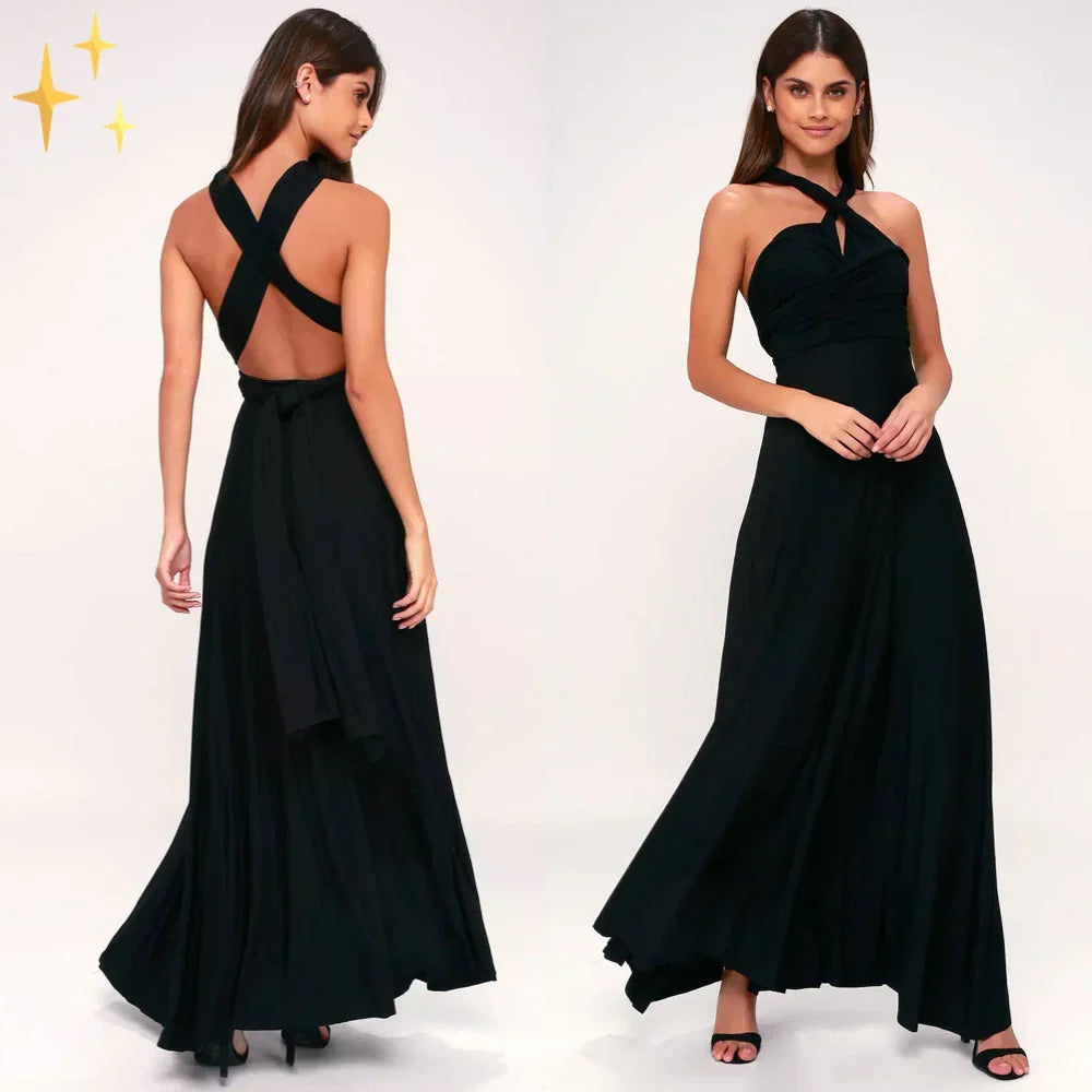 Dame Multiway Wrap Maxikjole - Sort - Dress - {{ product_tags }