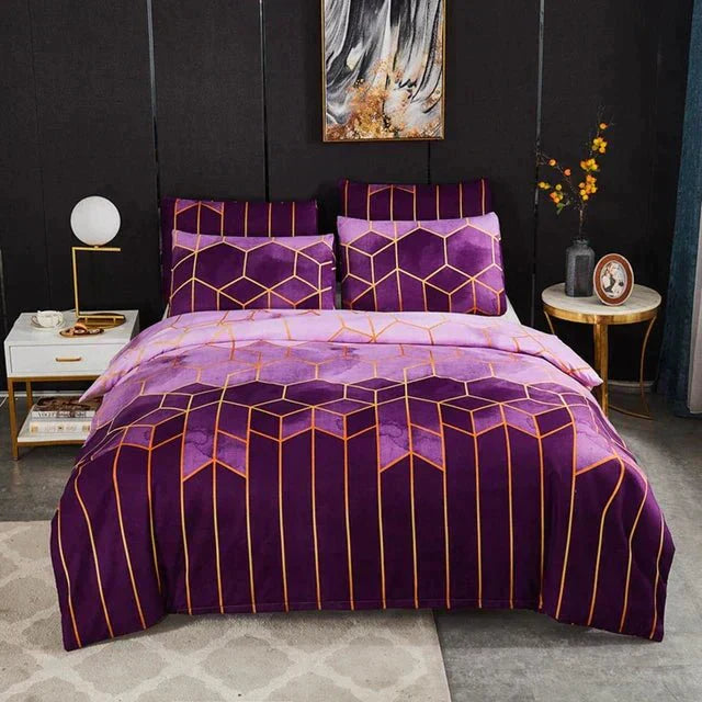 Luxe Layer - Komfortdyne 'Geometrisk Mønster' forfriskende og åndbar - Lilla - house & garden - {{ product_tags }