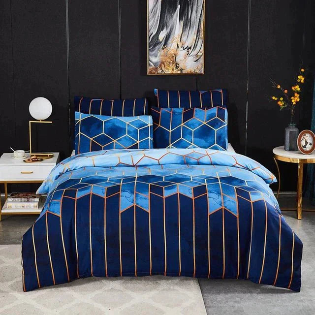 Luxe Layer - Komfortdyne 'Geometrisk Mønster' forfriskende og åndbar - Blå - house & garden - {{ product_tags }