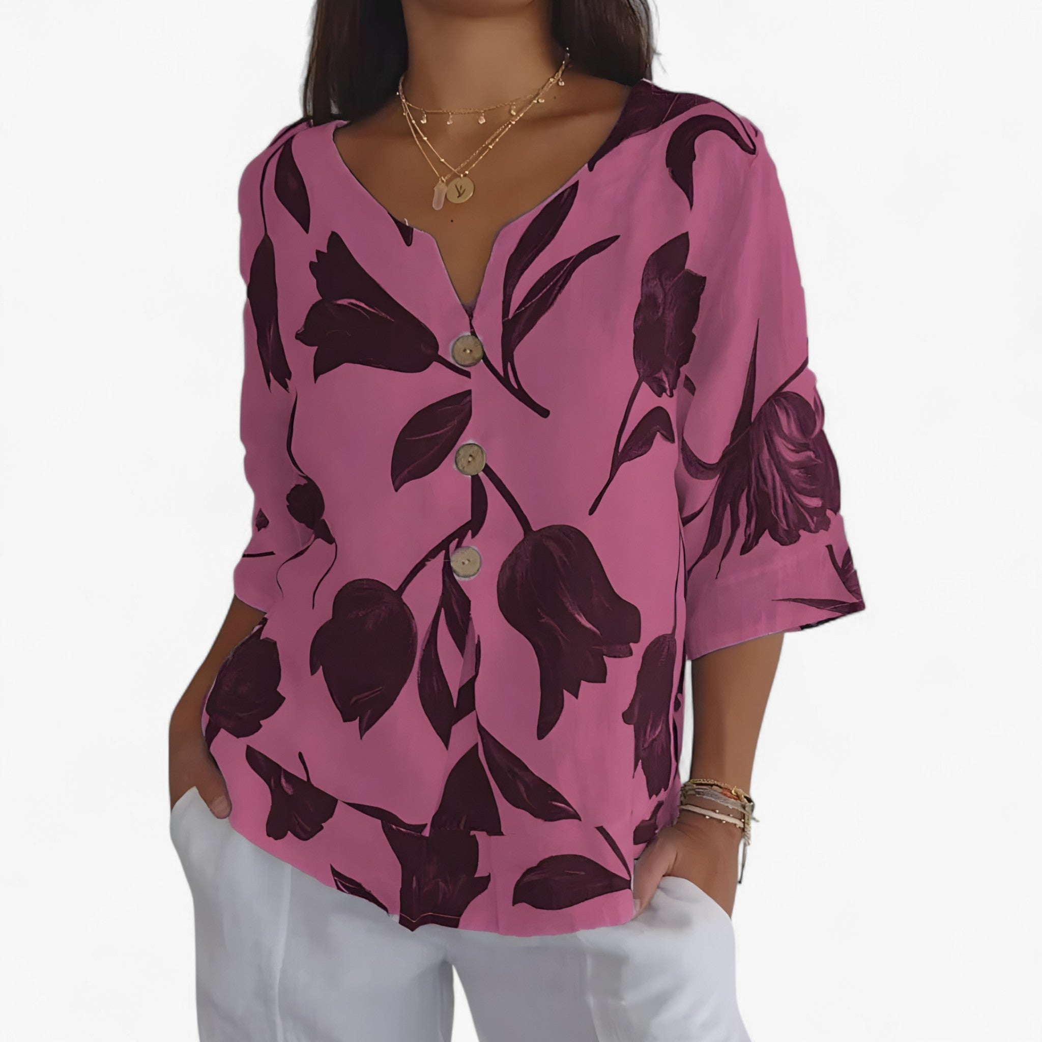 Selah | Bluse med Blomsterprint - Rosa - women's fashion - {{ product_tags }