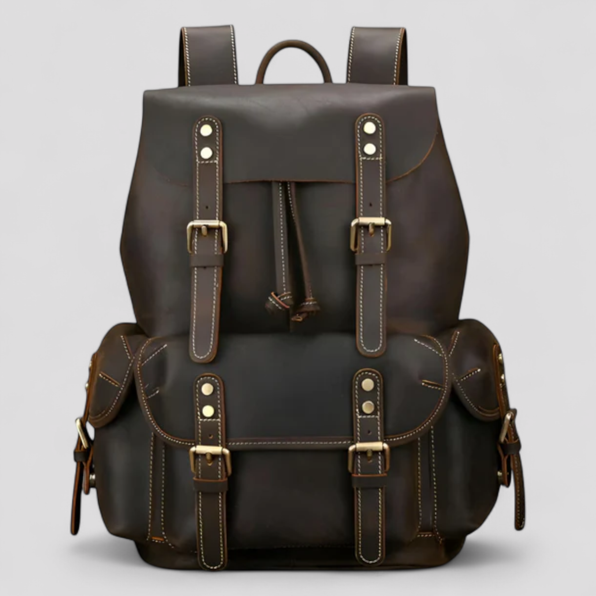 Leo | Luksus fuld læder rygsæk - Mørkebrun 18 Tommer - bags - {{ product_tags }