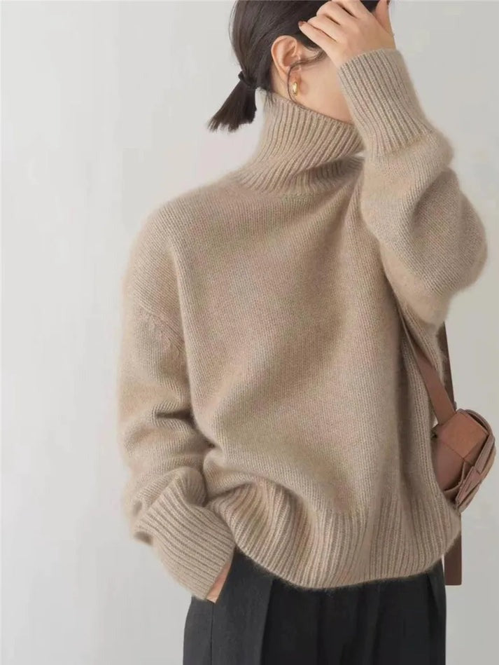 Dame Cashmere Trøje med Rullekrave