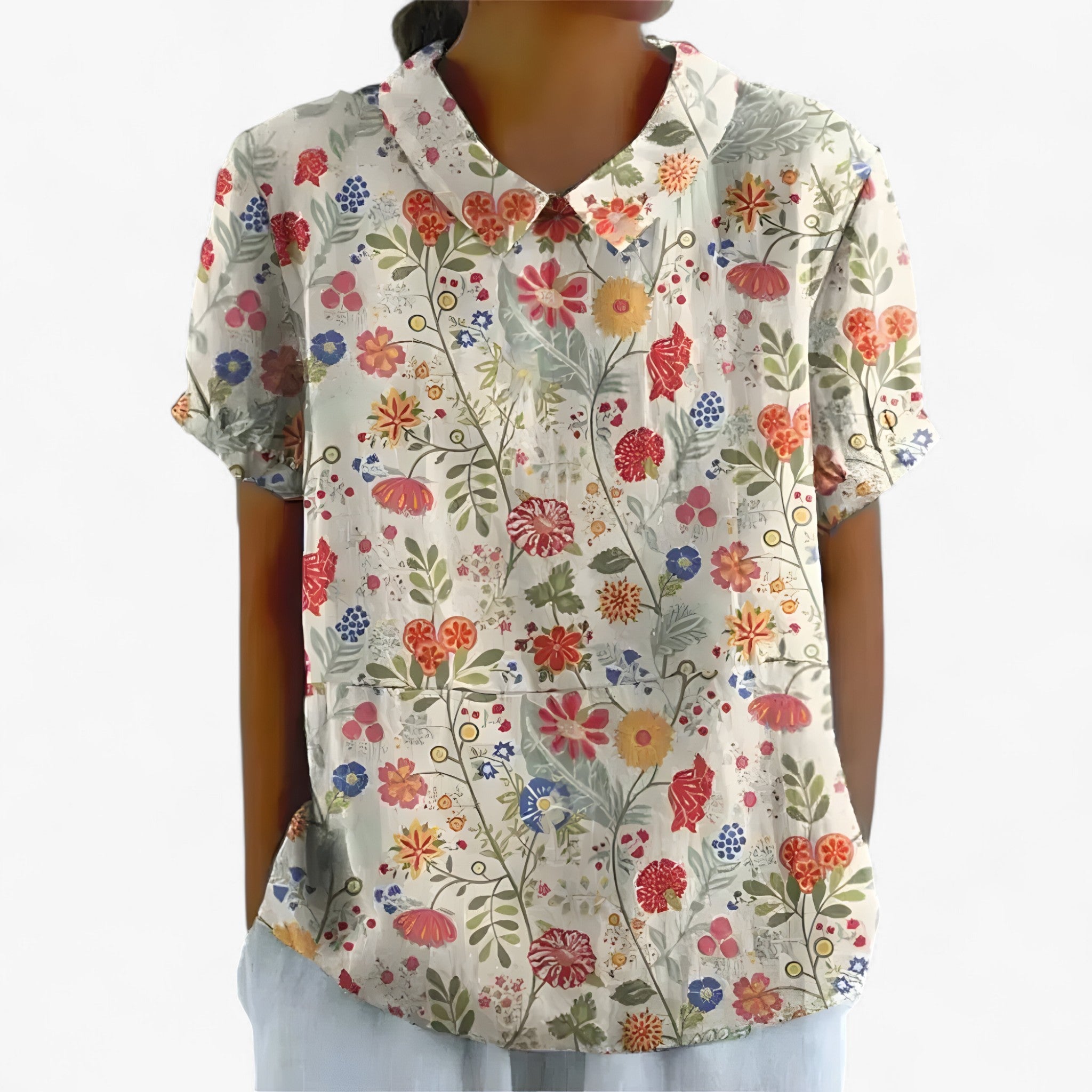 Sarah | Trykt Skjorte - Abrikos - women's fashion - {{ product_tags }