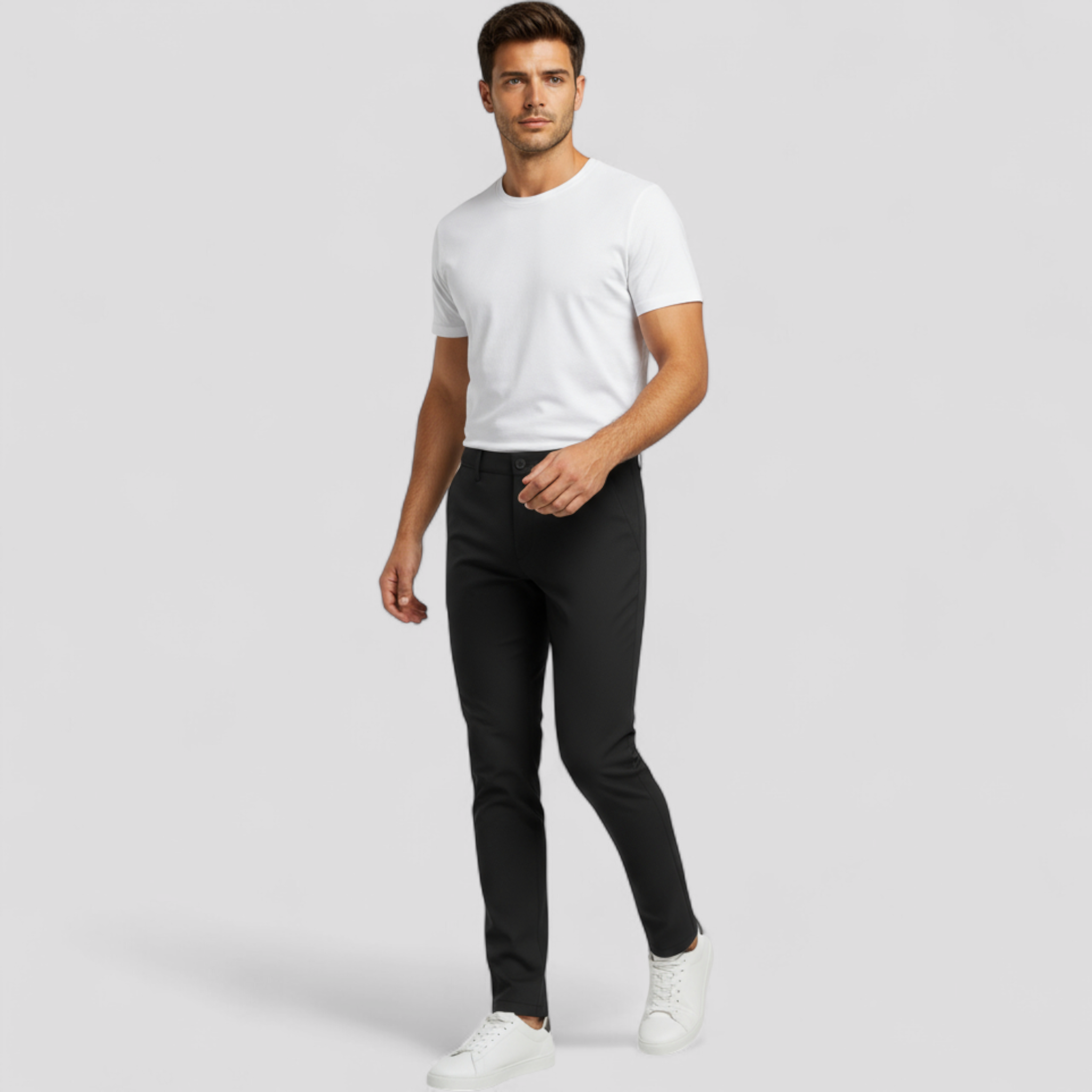 Piero | Herre Slim Fit Bukser med Elastisk Talje - - Bukser - {{ product_tags }