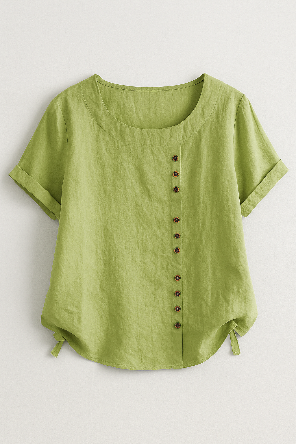 Amelia | Damer Linnedbluse med Knaplukning - Mintgrøn - Amelia | Damer Linnedbluse med Knaplukning - €25 - {{ product_tags }