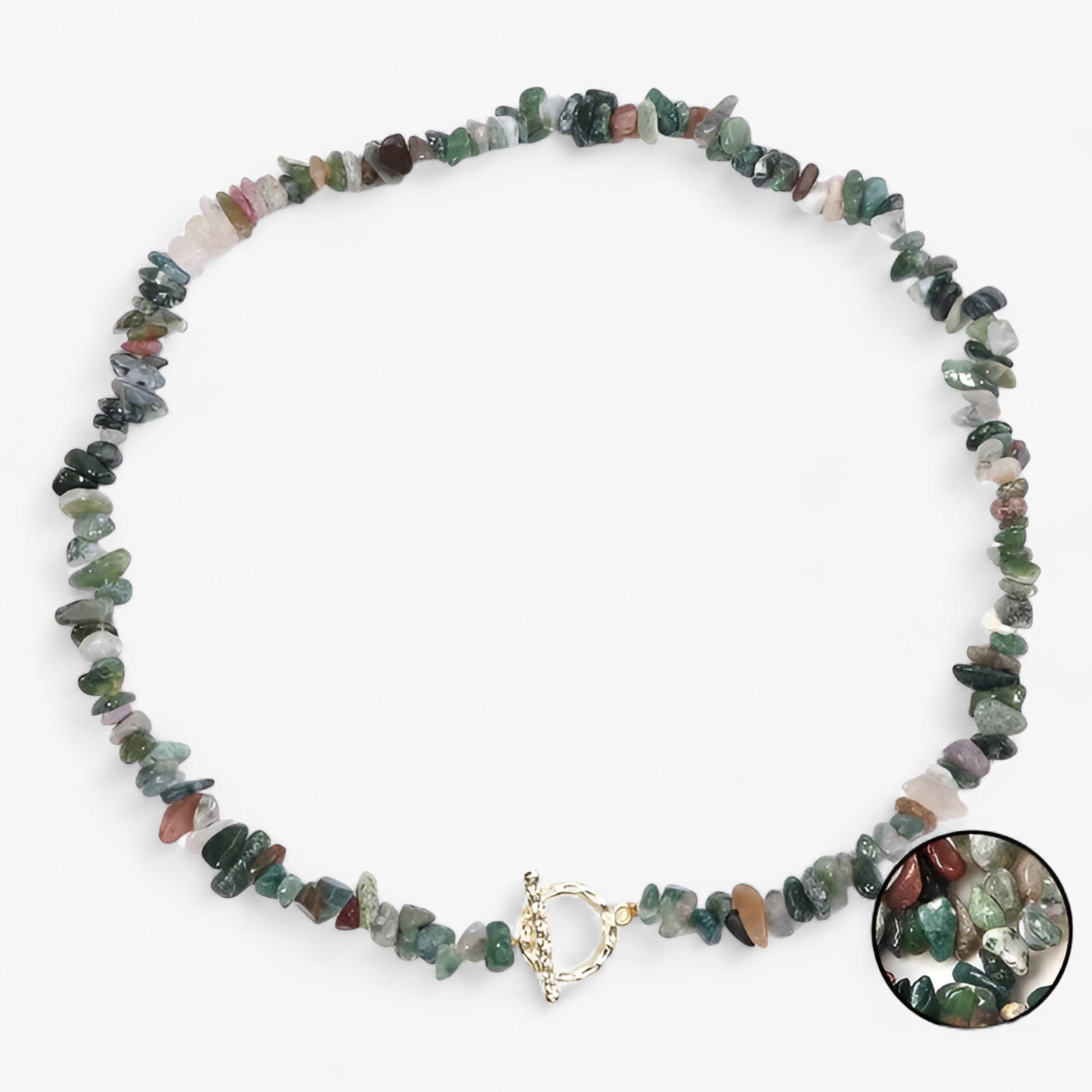 Bohemisk halssmykke med semipræcieuse sten, naturlige sten og stenperler - Indisk agat - Bohemisk halssmykke med semipræcieuse sten, naturlige sten og stenperler - €25 - {{ product_tags }