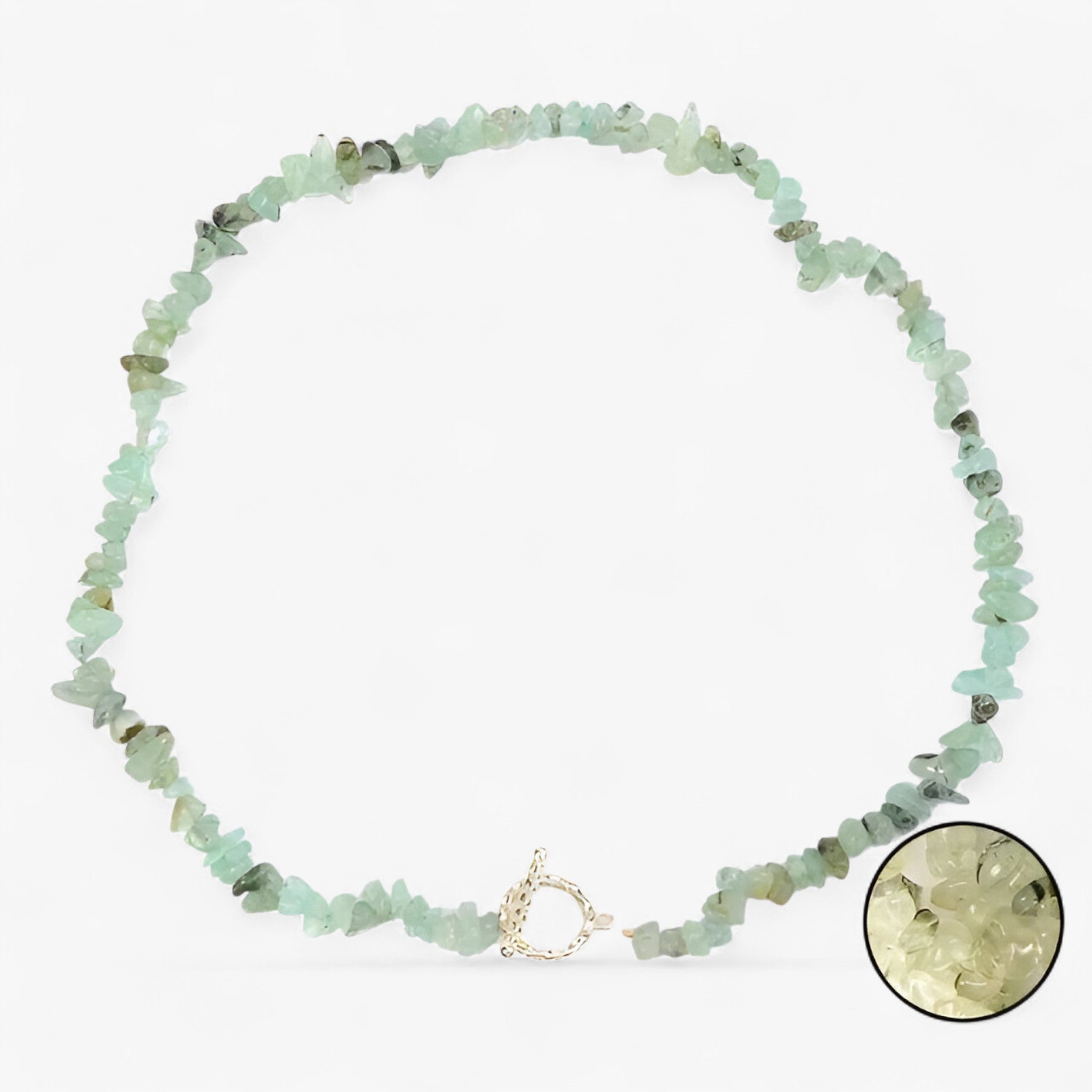 Bohemisk halssmykke med semipræcieuse sten, naturlige sten og stenperler - Prehnit - Bohemisk halssmykke med semipræcieuse sten, naturlige sten og stenperler - €25 - {{ product_tags }