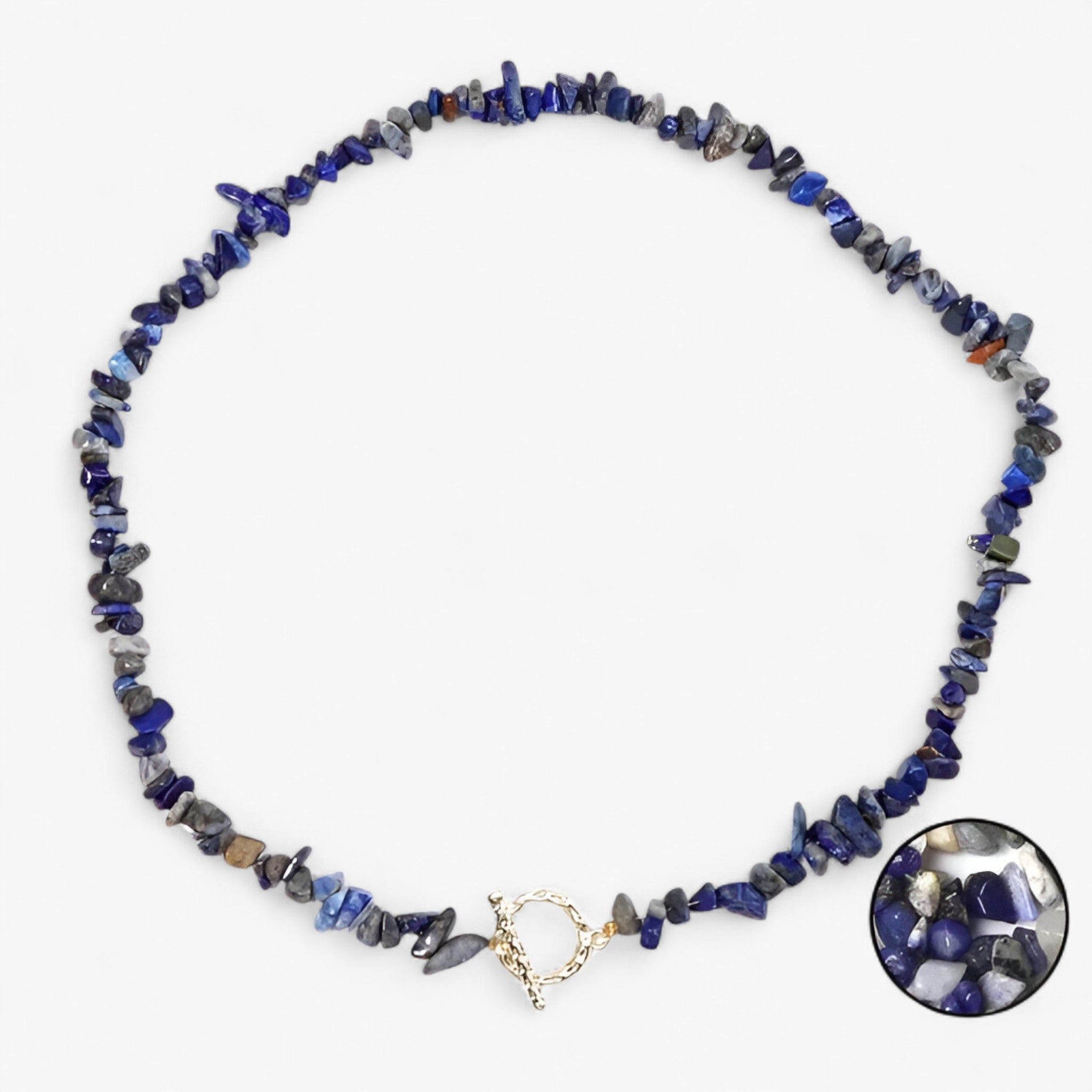 Bohemisk halssmykke med semipræcieuse sten, naturlige sten og stenperler - Sodalit - Bohemisk halssmykke med semipræcieuse sten, naturlige sten og stenperler - €25 - {{ product_tags }
