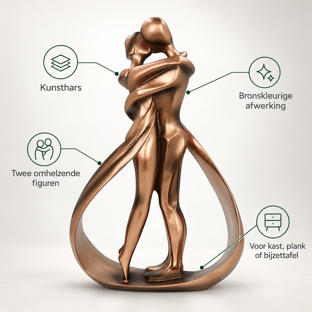 Omfavnende Par Skulptur - Bronzefarvet Kunstharpiks Boligdekoration - - Huis en tuin > Decoratie > Kunst > Beelden, sculpturen en standbeelden - {{ product_tags }