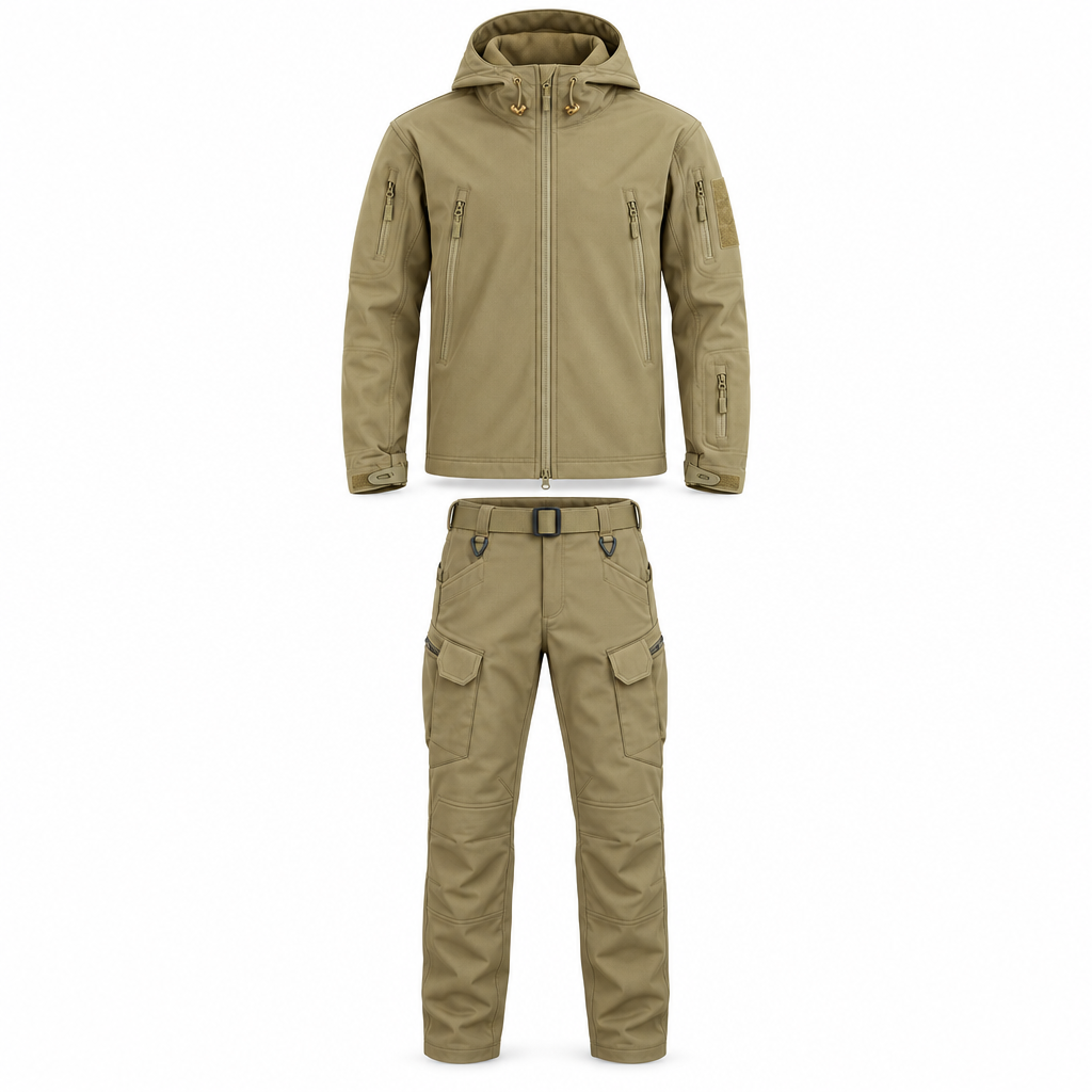 Herre Outdoor Sæt - Vatteret Vinterjakke med Hætte og Cargobukser - - Kleding en accessoires > Kleding > Kledingsets - {{ product_tags }