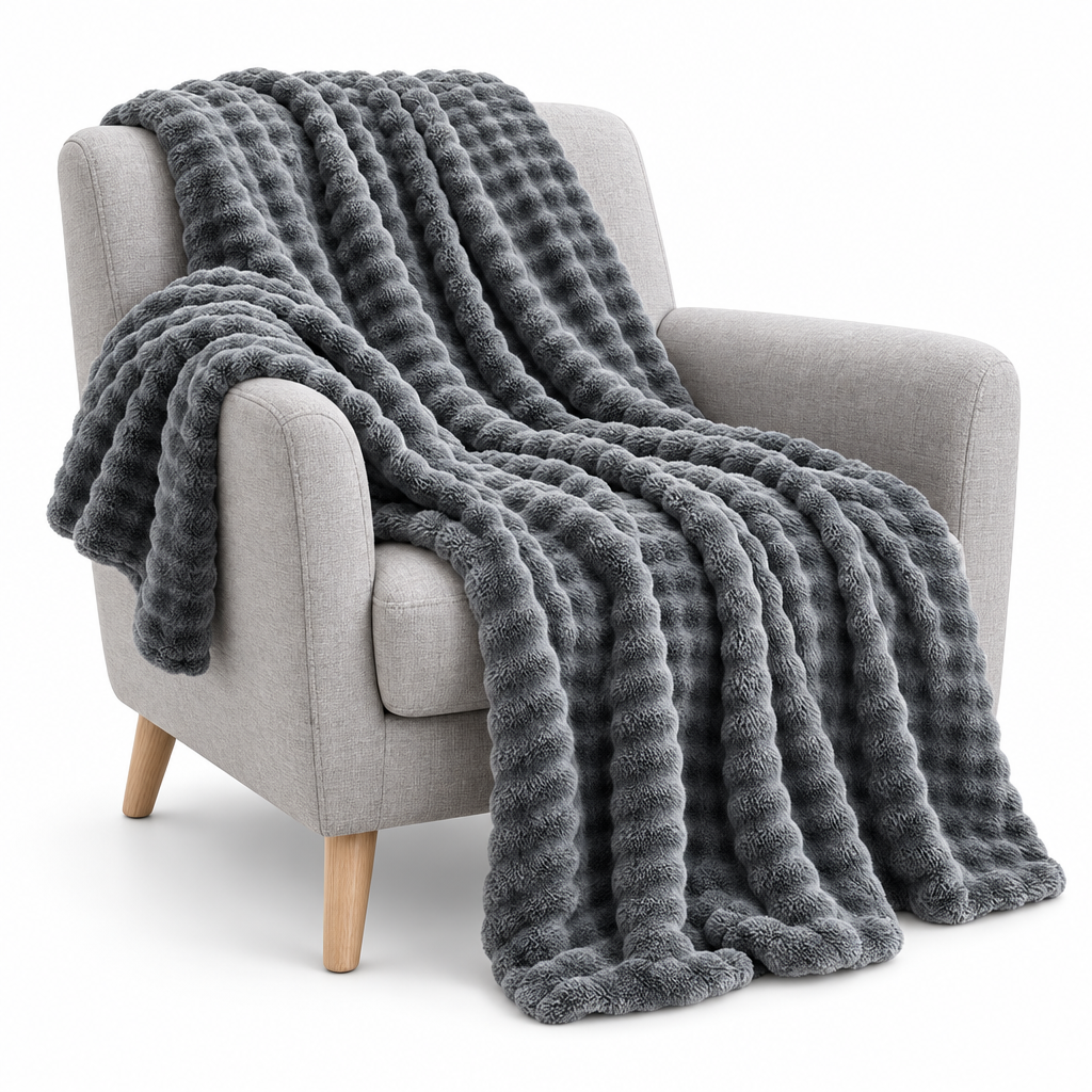 Struktureret Koralfleece Plaid til Sofa og Seng - - Huis en tuin > Linnengoed > Beddengoed > Dekens - {{ product_tags }