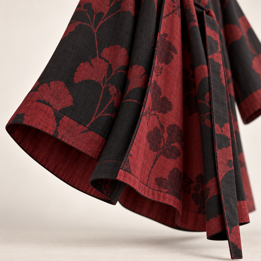 Bomuld Kimono Badekåbe med Vendbart Bladmønster - - Kleding en accessoires > Kleding > Nachtkleding en loungewear > Kamerjassen - {{ product_tags }