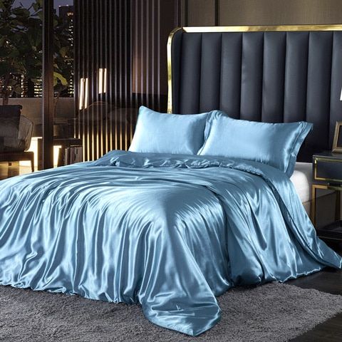 Bea | Luxury Sæt (4 stk) Silke/Satin Sengetøj Dynebetræk - 2x Pudebetræk - Hvid - - home & garden - {{ product_tags }