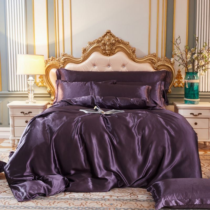 Bea | Luxury Sæt (4 stk) Silke/Satin Sengetøj Dynebetræk - 2x Pudebetræk - Hvid - - home & garden - {{ product_tags }