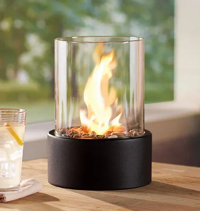 Bordlampe Terrasse Trådløs Sort Aluminium Flammeeffekt