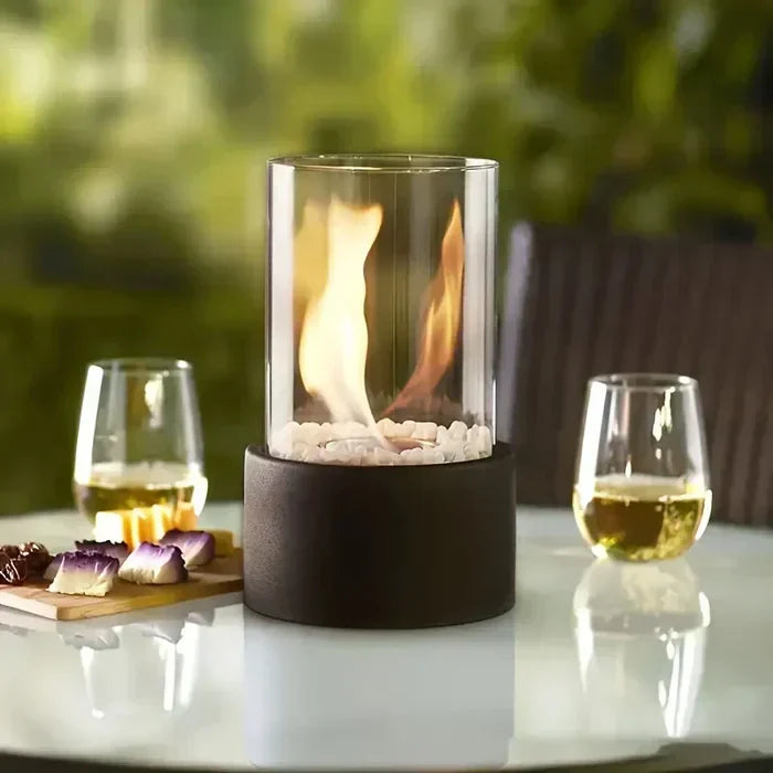Bordlampe Terrasse Trådløs Sort Aluminium Flammeeffekt
