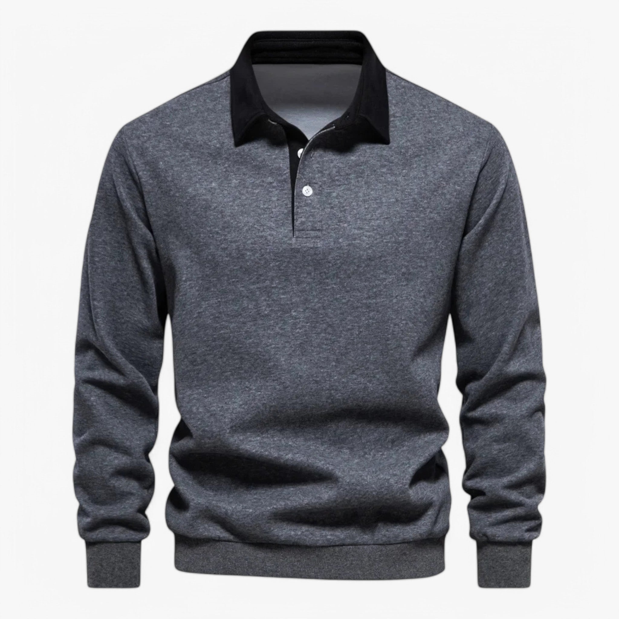 Steve | Stilfuld Polo-Sweater - Grå - Steve | Stilfuld Polo-Sweater - €25 - {{ product_tags }