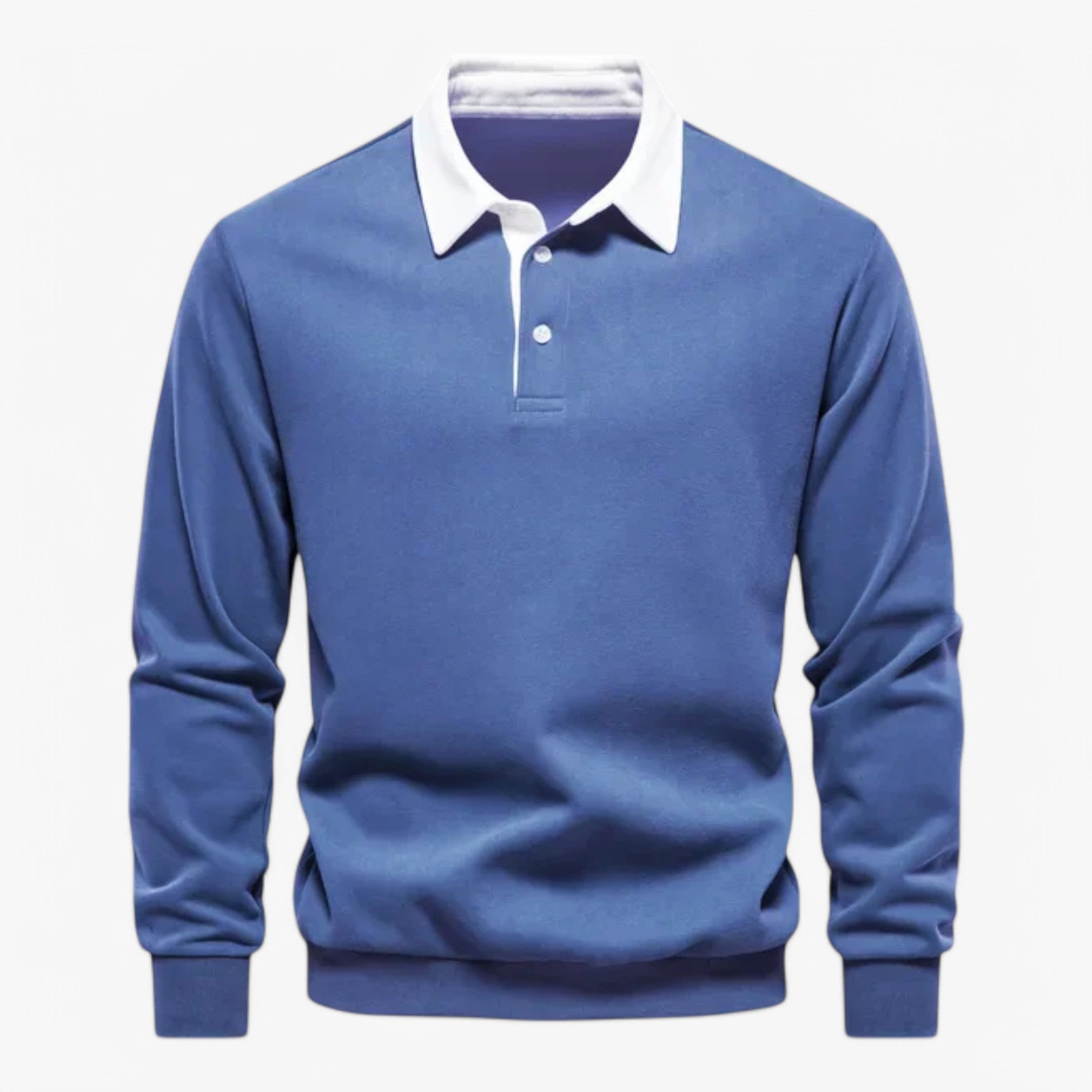 Steve | Stilfuld Polo-Sweater - Blå - Steve | Stilfuld Polo-Sweater - €25 - {{ product_tags }