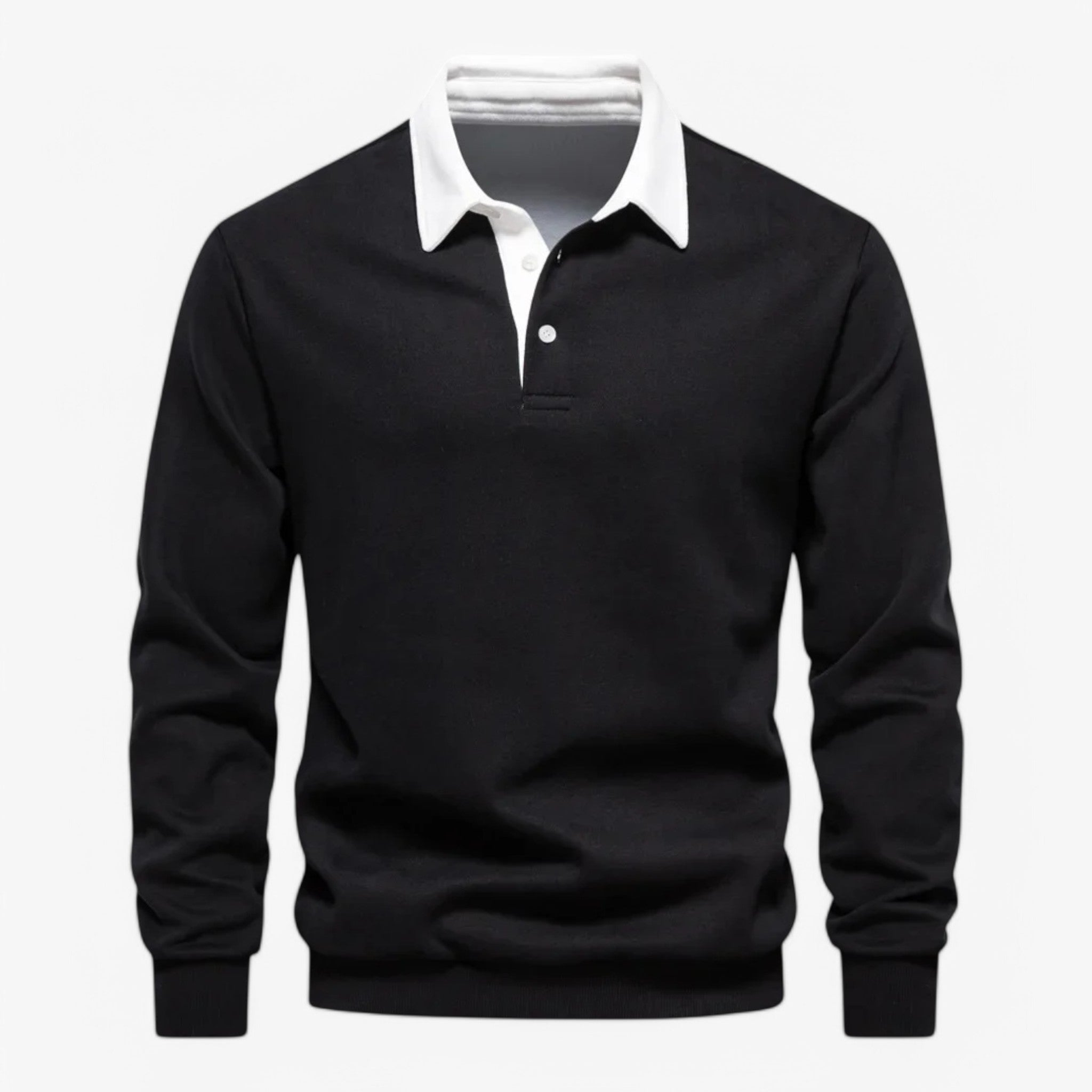 Steve | Stilfuld Polo-Sweater - Sort - Steve | Stilfuld Polo-Sweater - €25 - {{ product_tags }