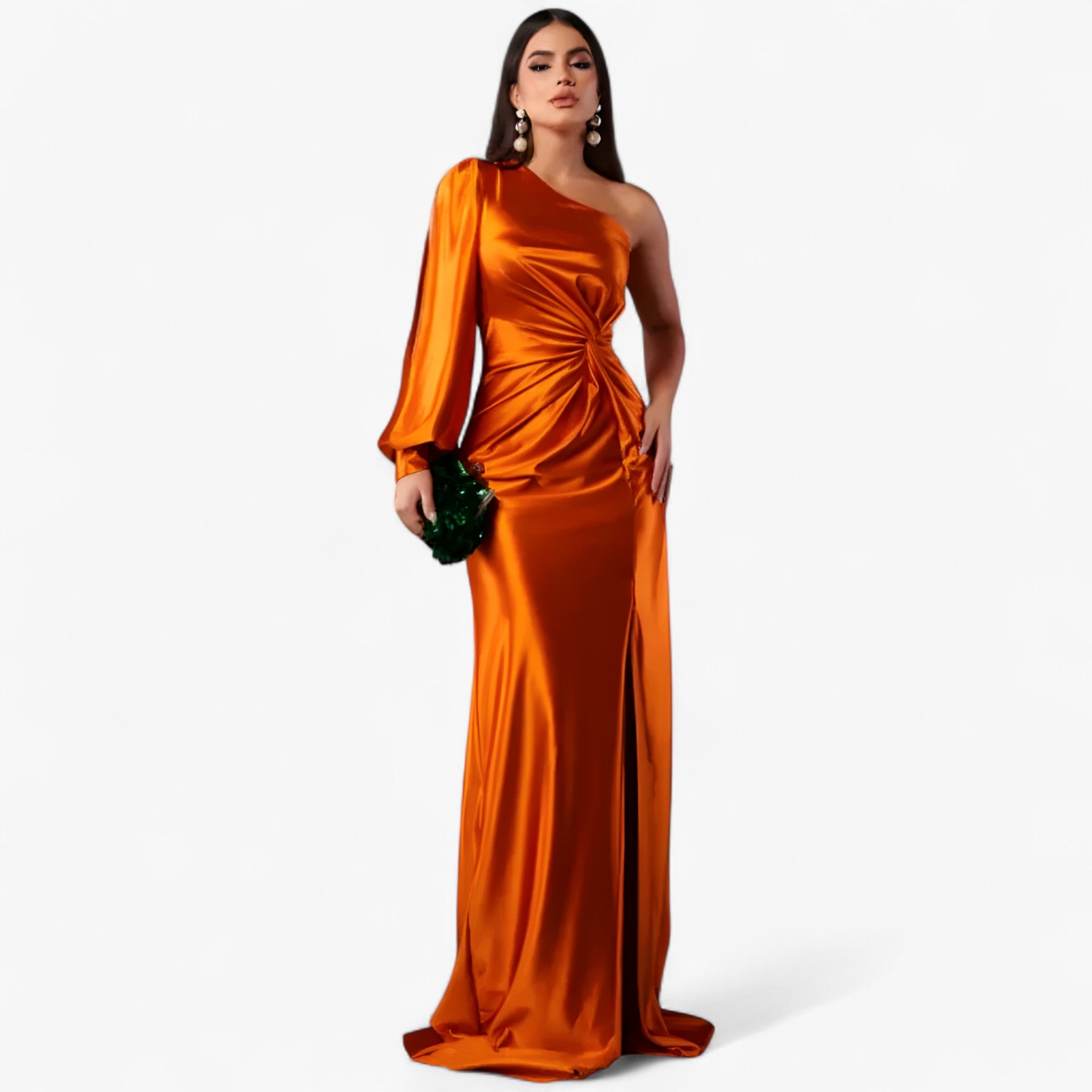 Camilla | Kvinders Satin Kjole - Orange - women's fashion - {{ product_tags }