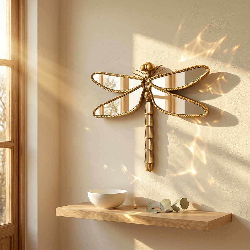 Guldsmed og Sommerfugl Dekorativt Vaegspejl - - Wall Mirror - {{ product_tags }