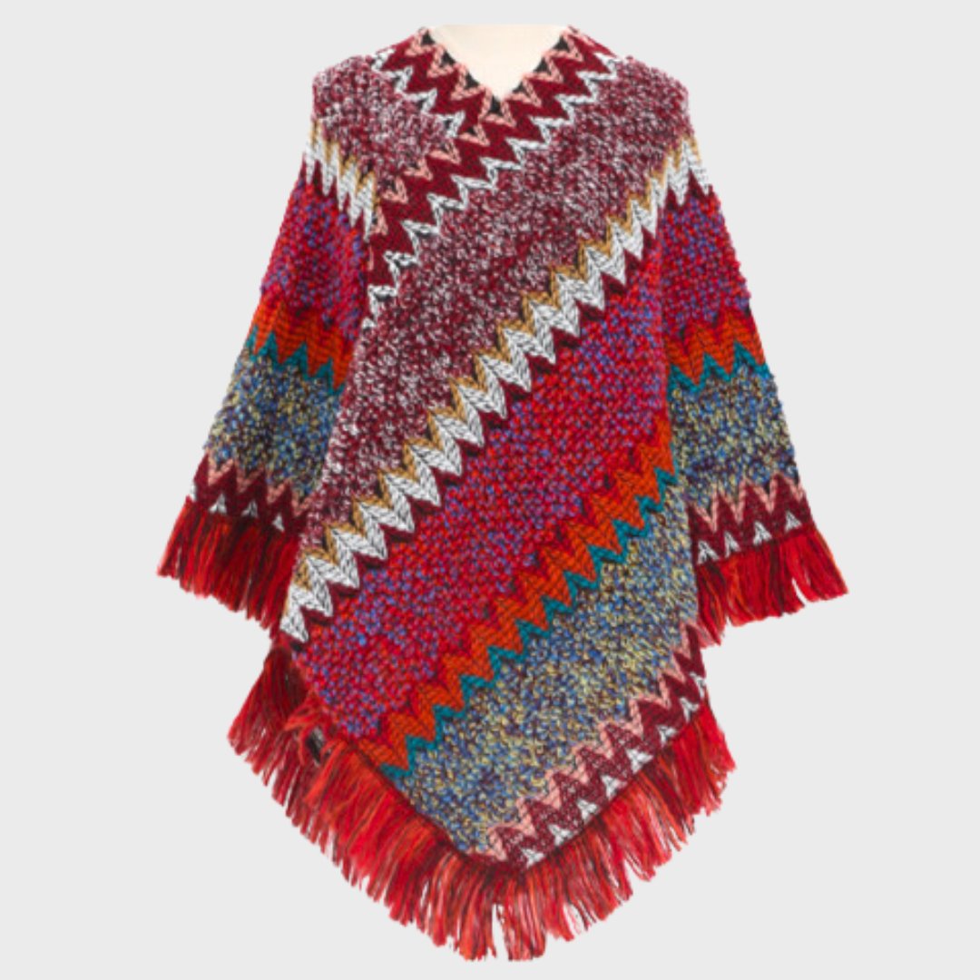 Louisa | Boho-inspireret poncho til kvinder - Rød - women's fashion - {{ product_tags }