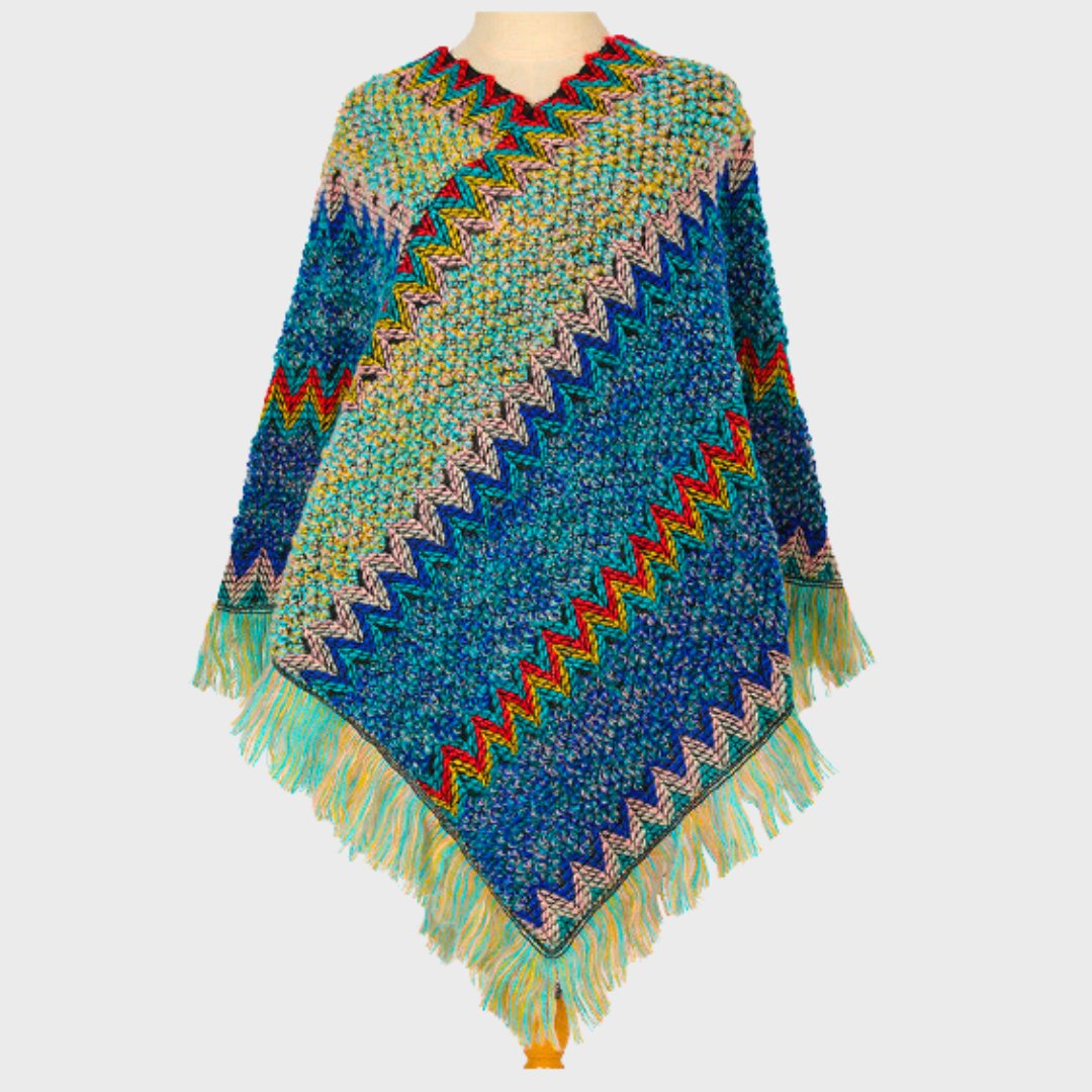Louisa | Boho-inspireret poncho til kvinder - Blå - women's fashion - {{ product_tags }