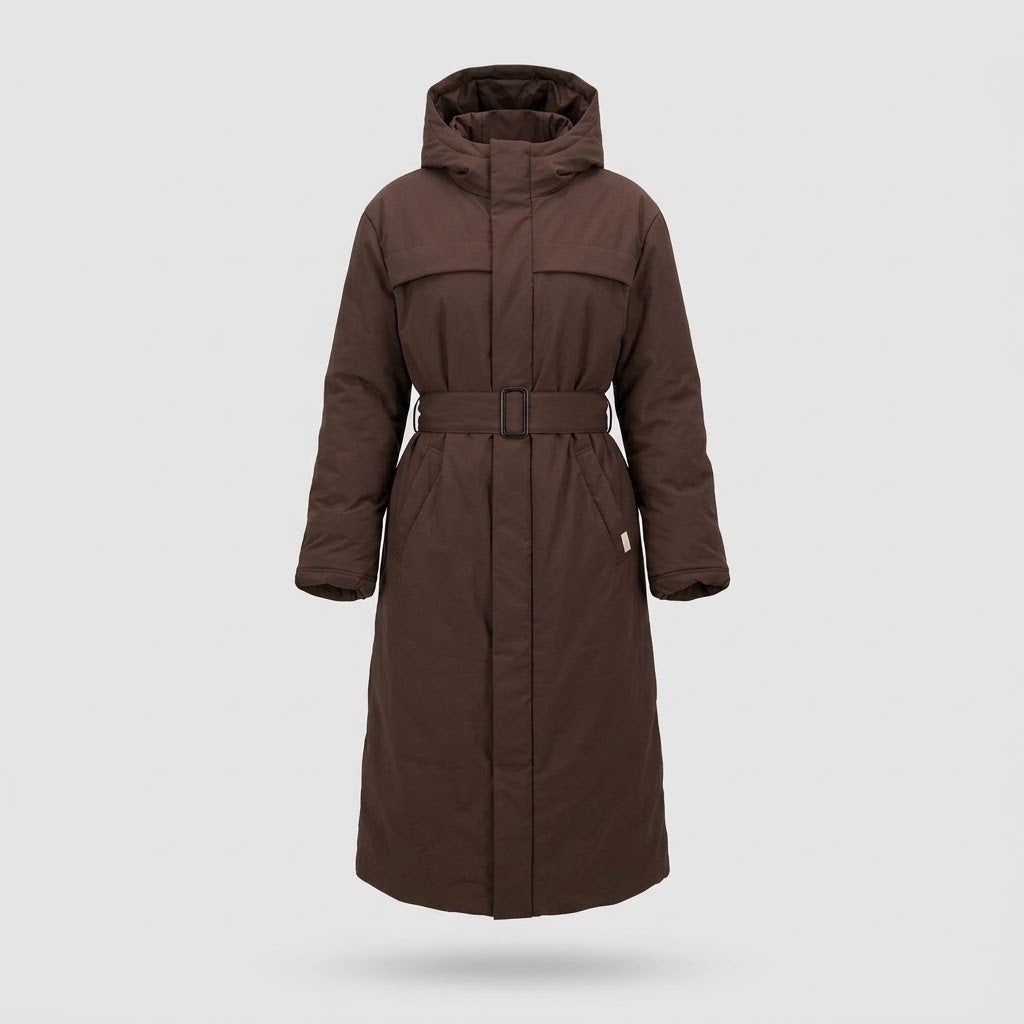 Lang Vatteret Frakke med Baelte - - Coat - {{ product_tags }