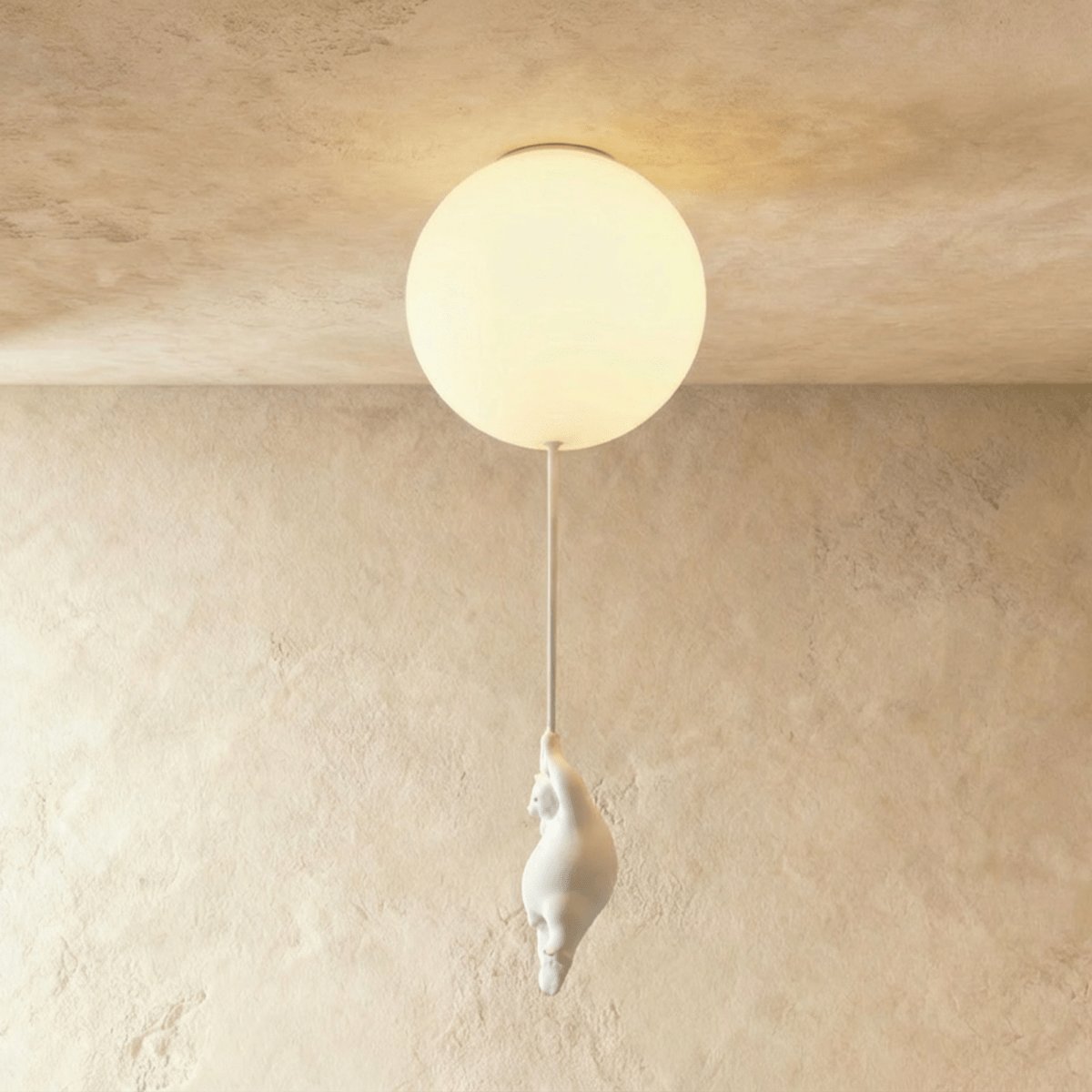 Minimalistisk Metal Loftslampe Med Bjørnefigur