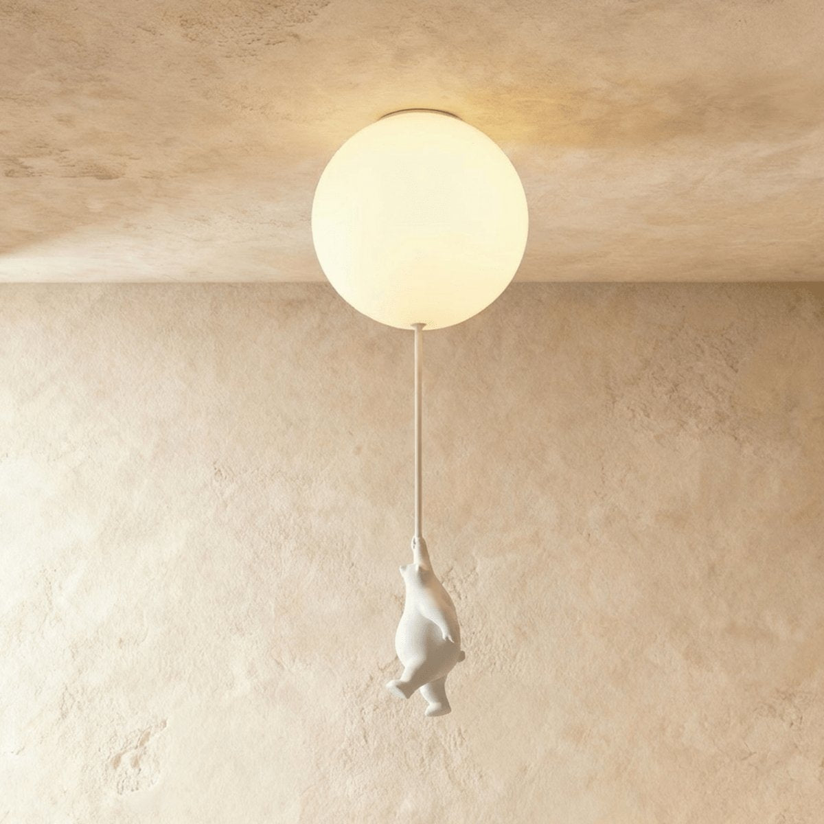 Minimalistisk Metal Loftslampe Med Bjørnefigur