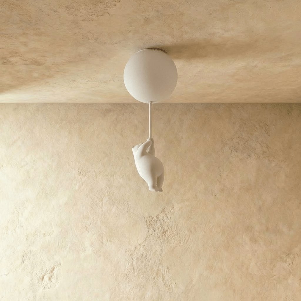 Minimalistisk Metal Loftslampe Med Bjørnefigur