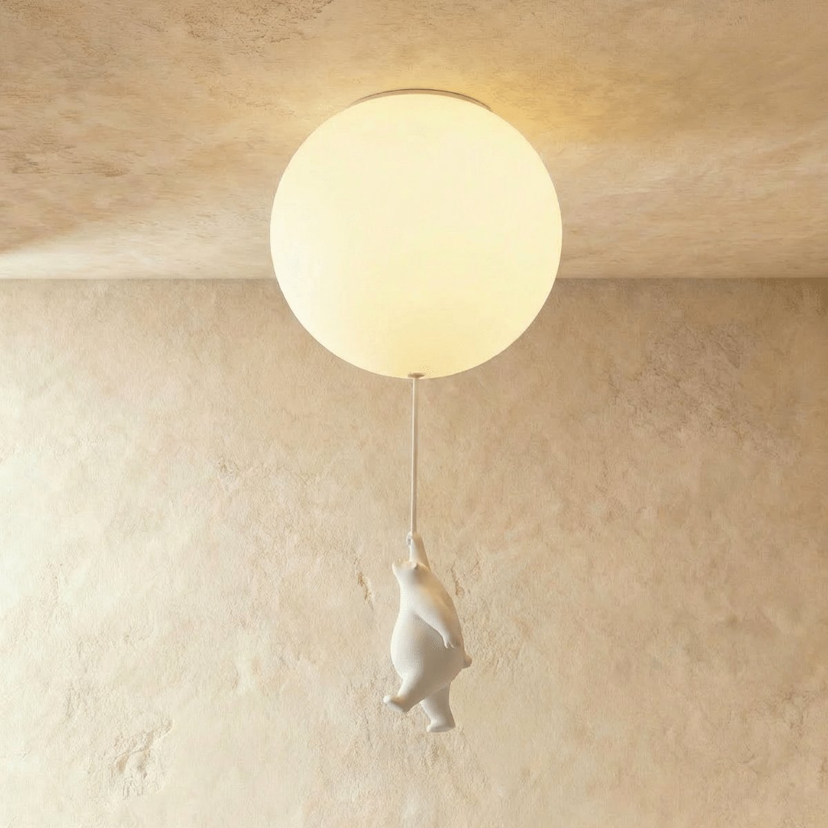 Minimalistisk Metal Loftslampe Med Bjørnefigur