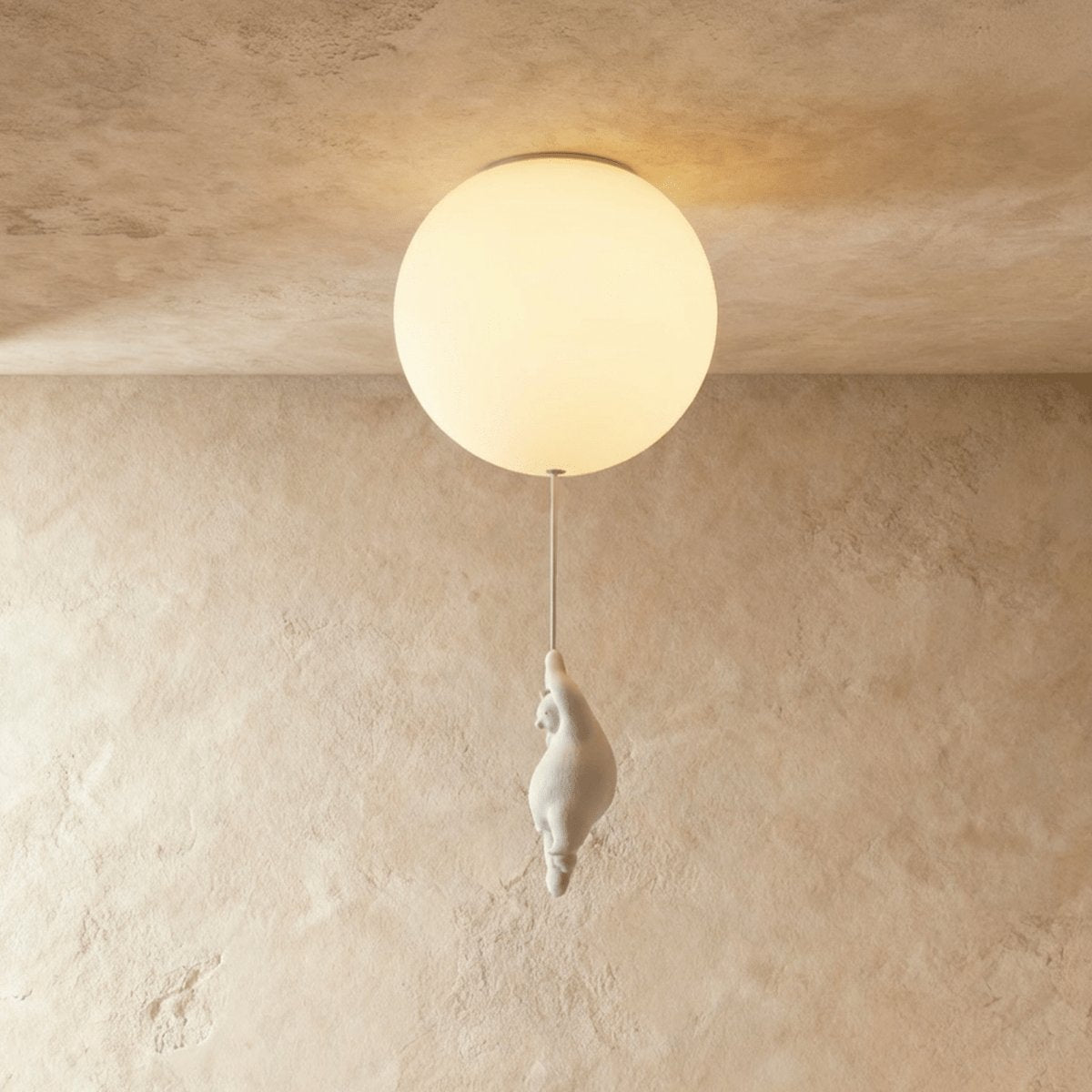 Minimalistisk Metal Loftslampe Med Bjørnefigur