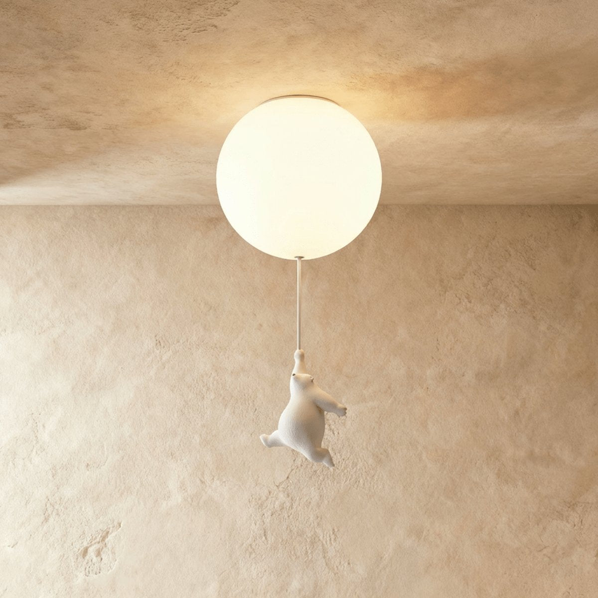 Minimalistisk Metal Loftslampe Med Bjørnefigur