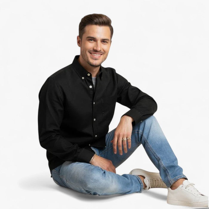 Ronald | Herre Klassisk Langærmet Skjorte i Bomuld - - Herreskjorter - {{ product_tags }