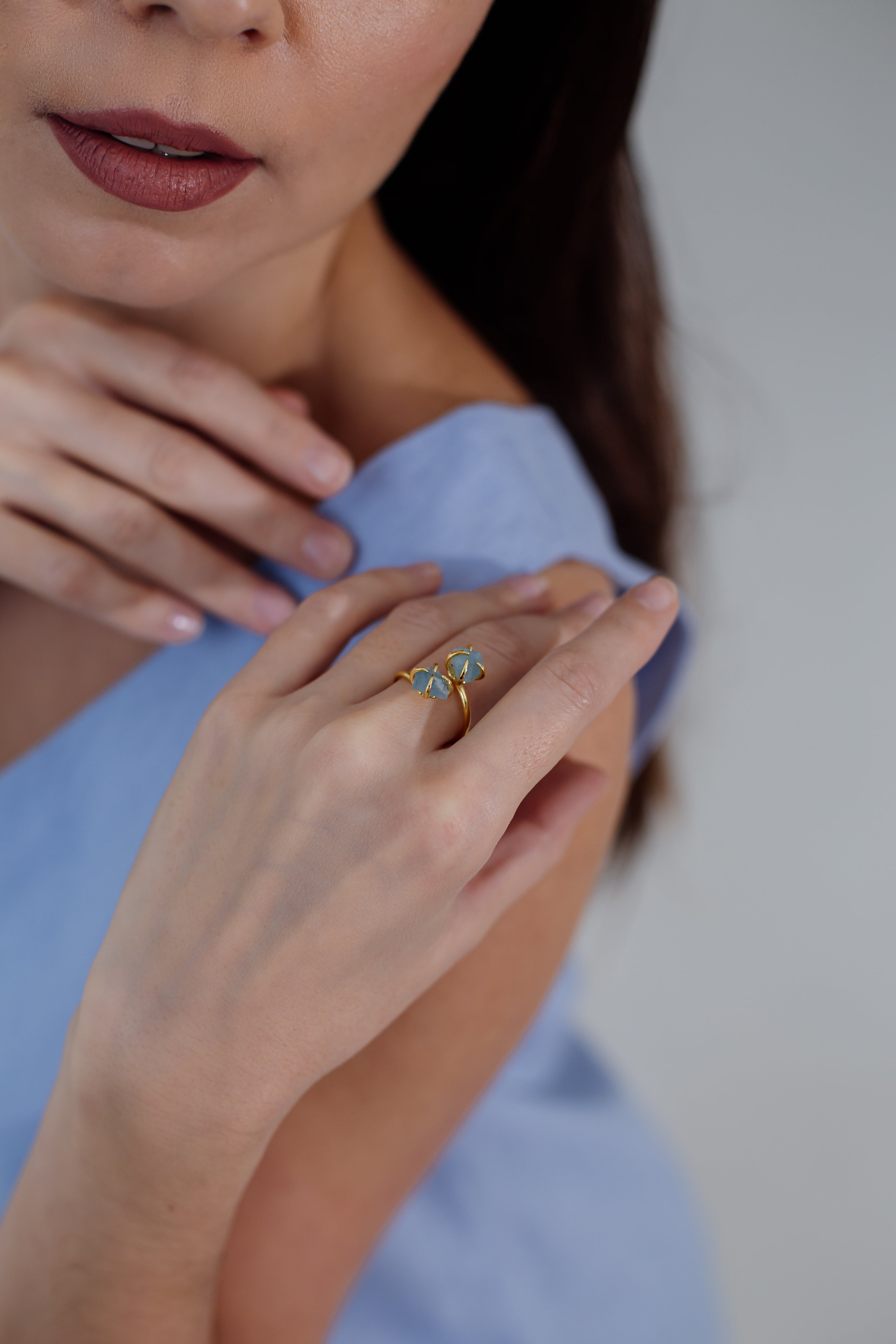 Luxera Raw Stone justerbar ring i ametyst og kvarts - - Luxera Raw Stone justerbar ring i ametyst og kvarts- €25 - {{ product_tags }