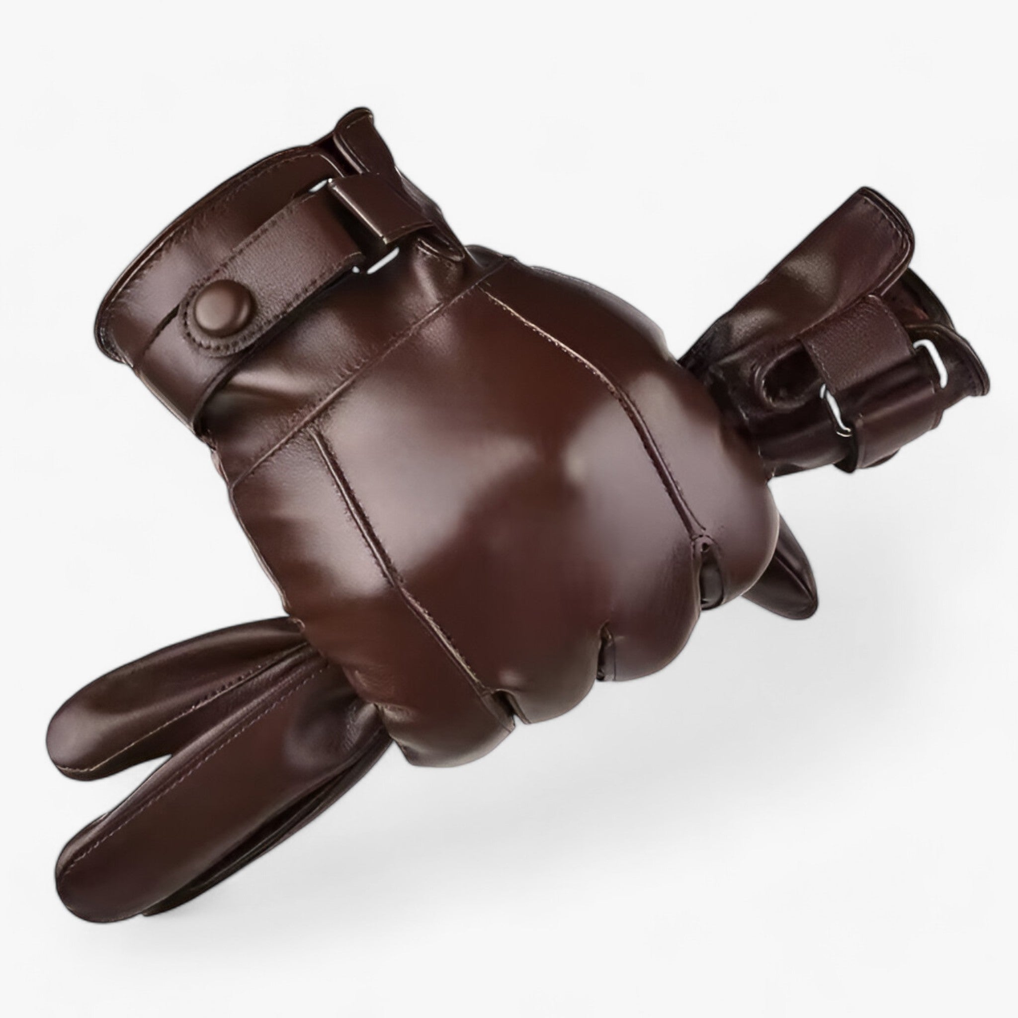 Mason | Herre læderhandsker - Varme fra ægte lammeuld til vinteren - Brun En størrelse - winter - {{ product_tags }