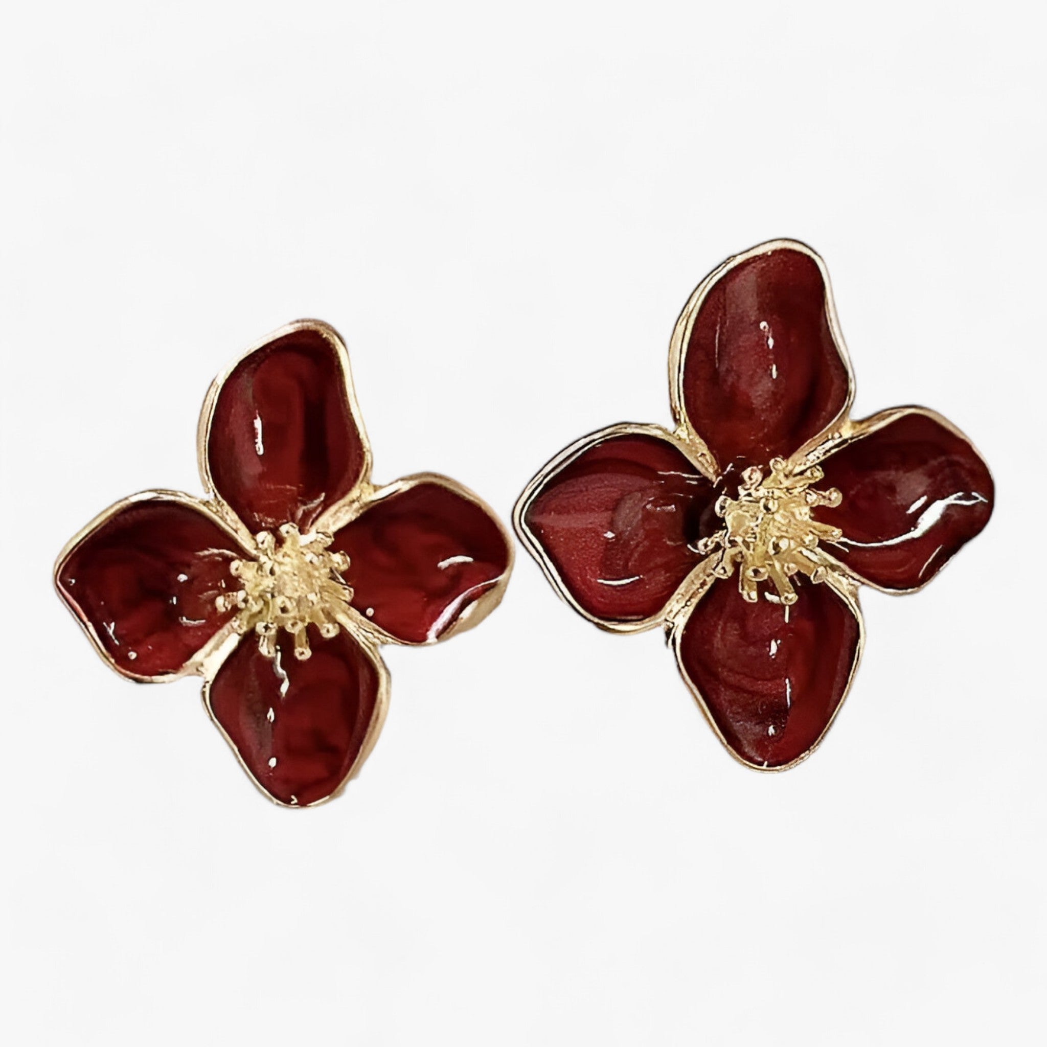Also | Røde blomsterøreringe – Retro-Luksus-Elegance - Rød - women's fashion - {{ product_tags }
