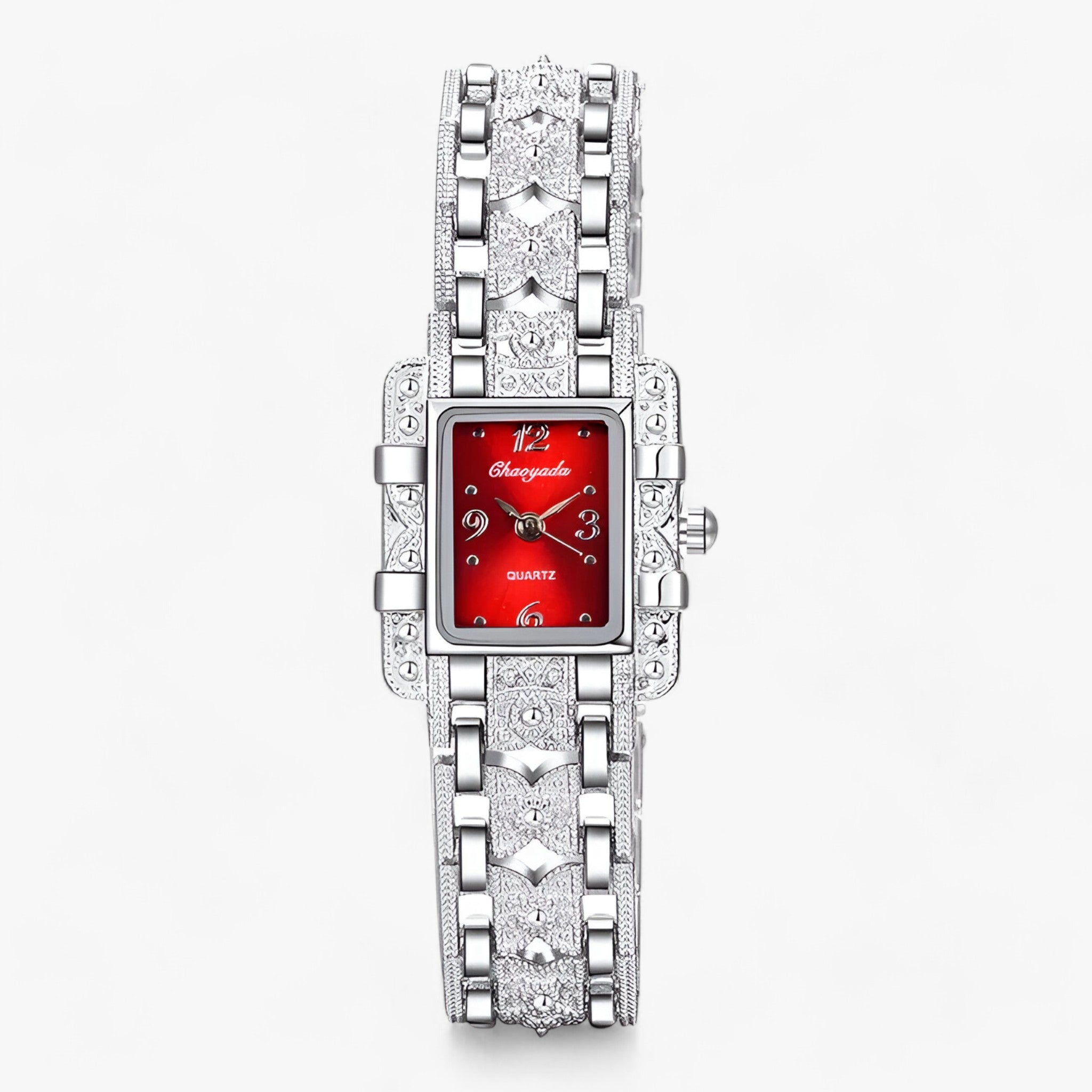 Adriana | Armbåndsur med rektangulær urskive og krystaller - Moderne og elegant til kvinder - Rød - watches - {{ product_tags }
